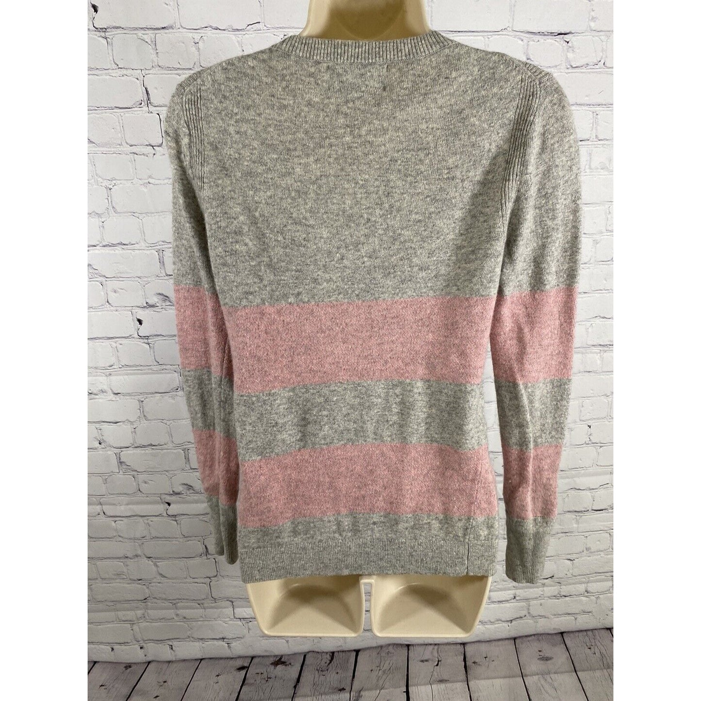 Banana Republic Filpucci Gray Pink Stripe Italian Yarn Wool Knit Sweater XS