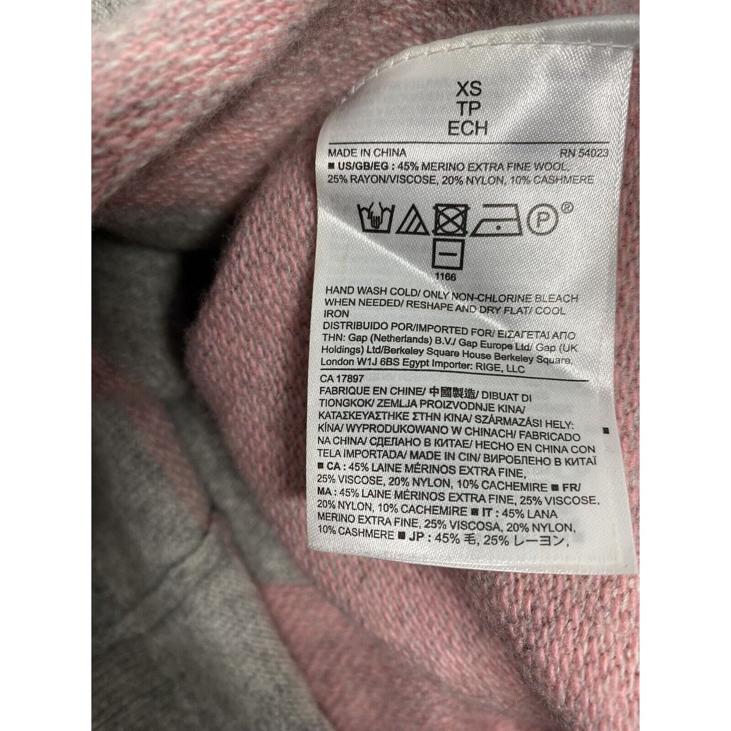 Banana Republic Filpucci Gray Pink Stripe Italian Yarn Wool Knit Sweater XS
