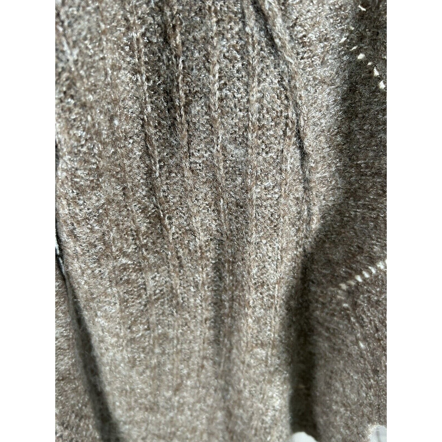 Sarah Spencer Brown Wool Blend Open Front Bell Sleeve Knit Sweater Cardigan XL