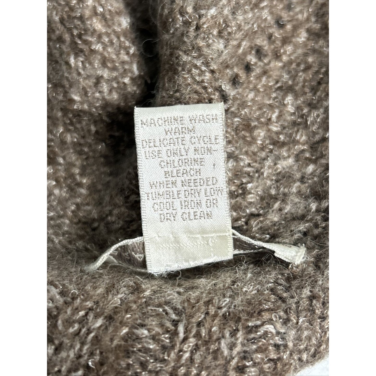 Sarah Spencer Brown Wool Blend Open Front Bell Sleeve Knit Sweater Cardigan XL