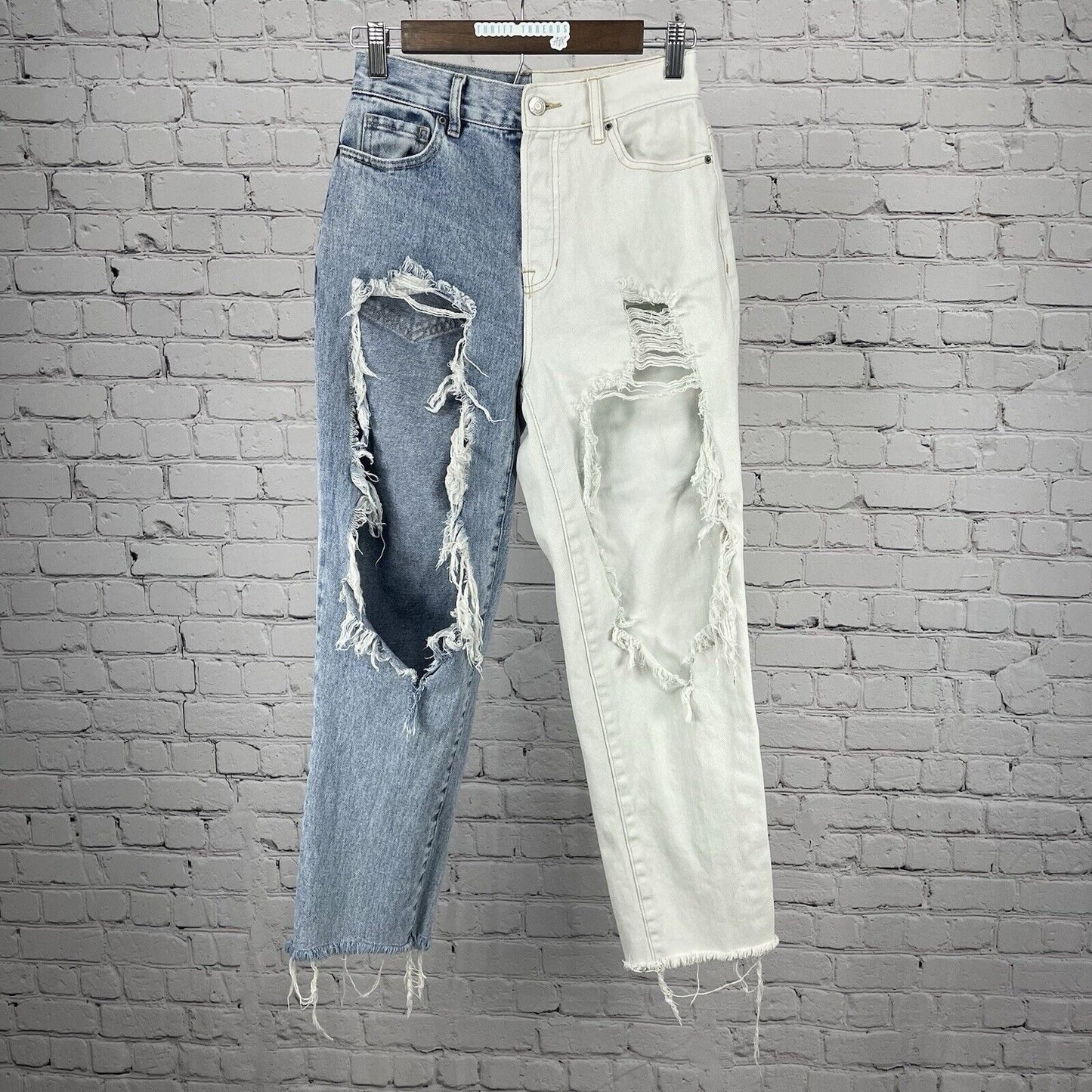 Pacsun Distressed High Rise Straight Leg Cut Off Denim Jeans Size 25 (25x25)