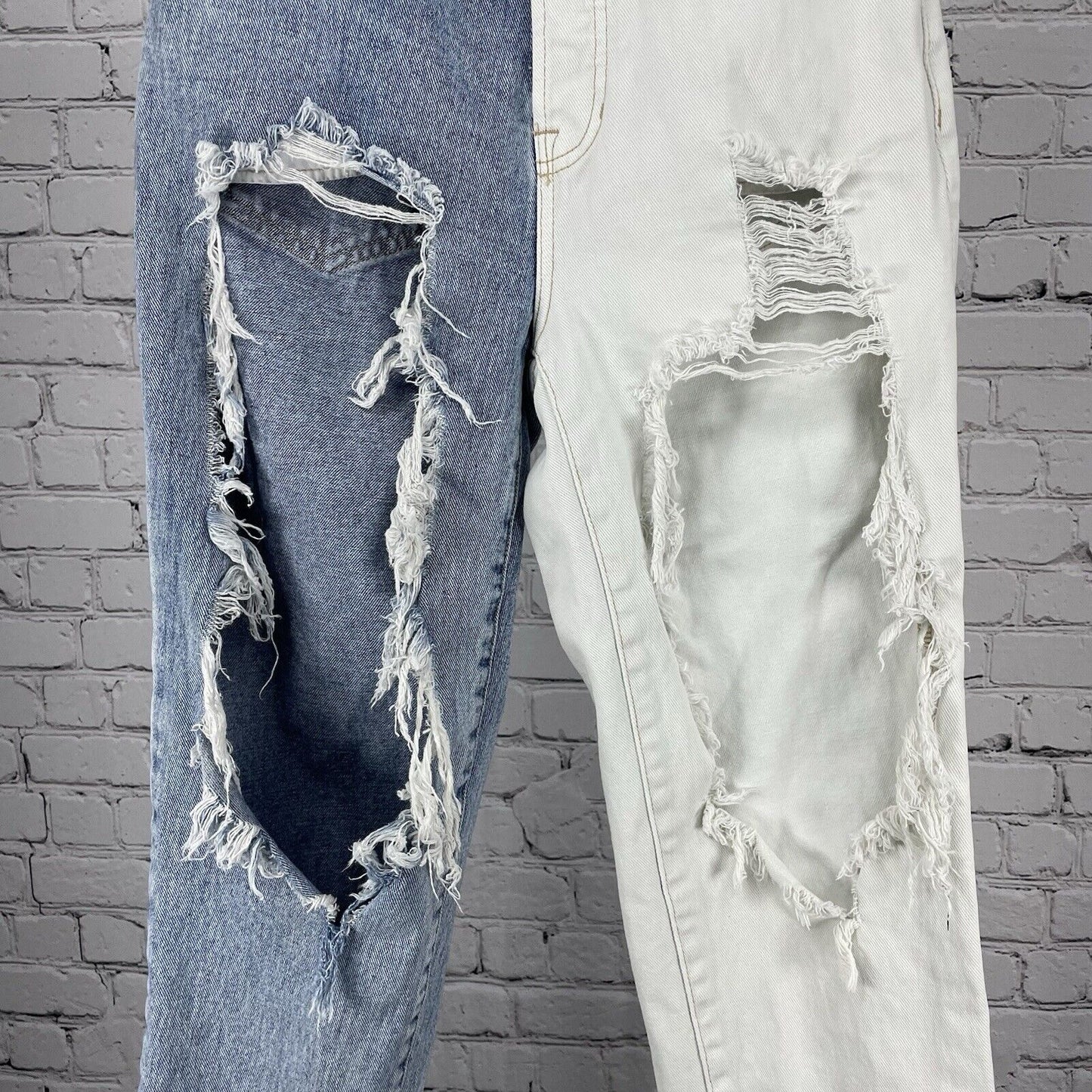 Pacsun Distressed High Rise Straight Leg Cut Off Denim Jeans Size 25 (25x25)