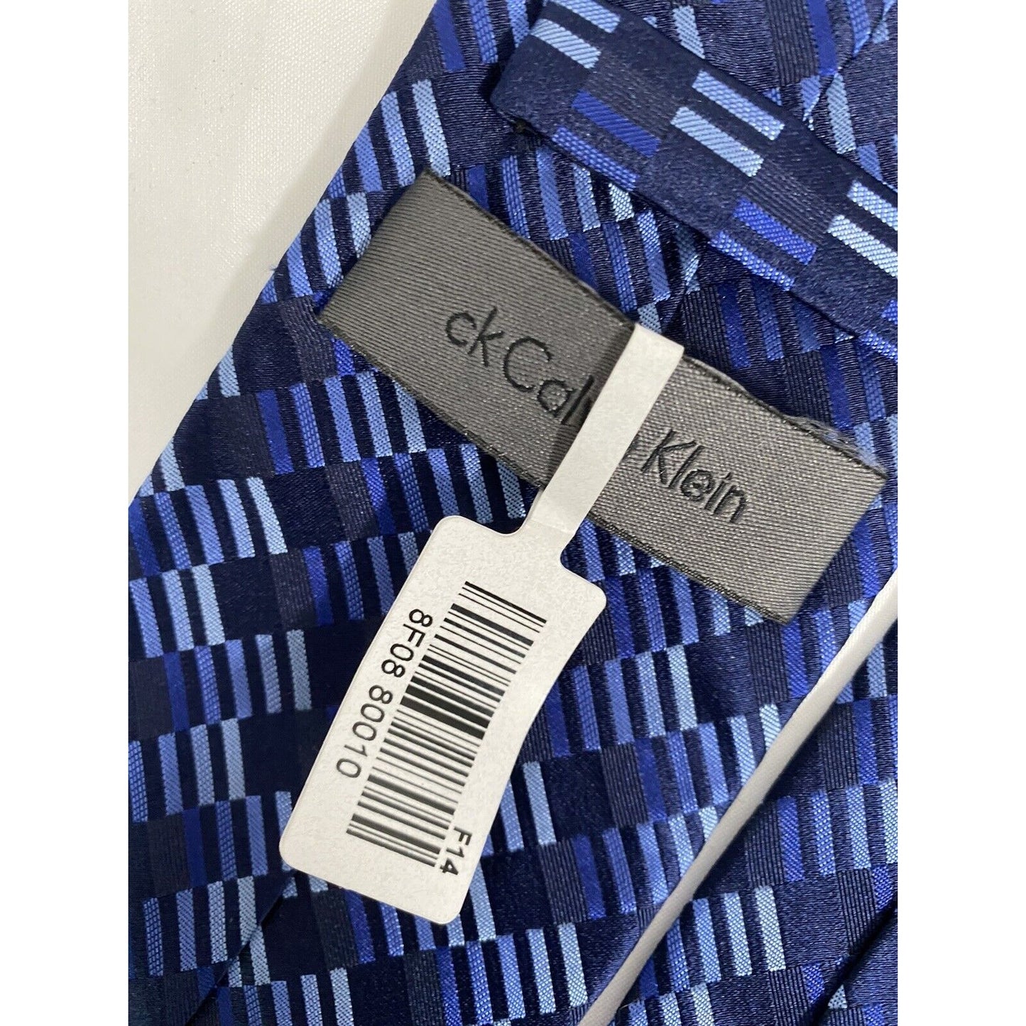 NWT Calvin Klein Multicolored Blue Mini Striped 100% Silk Neck Tie (60 x 3)