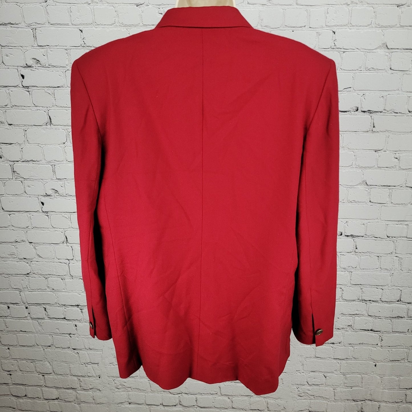 VTG Talbots Red 100% Worsted Wool Gold Button Blazer Jacket USA Made Size 16