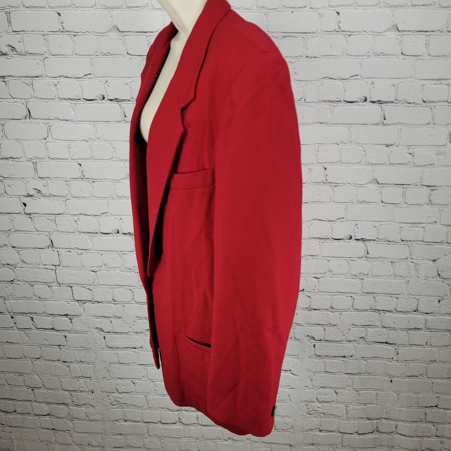VTG Talbots Red 100% Worsted Wool Gold Button Blazer Jacket USA Made Size 16