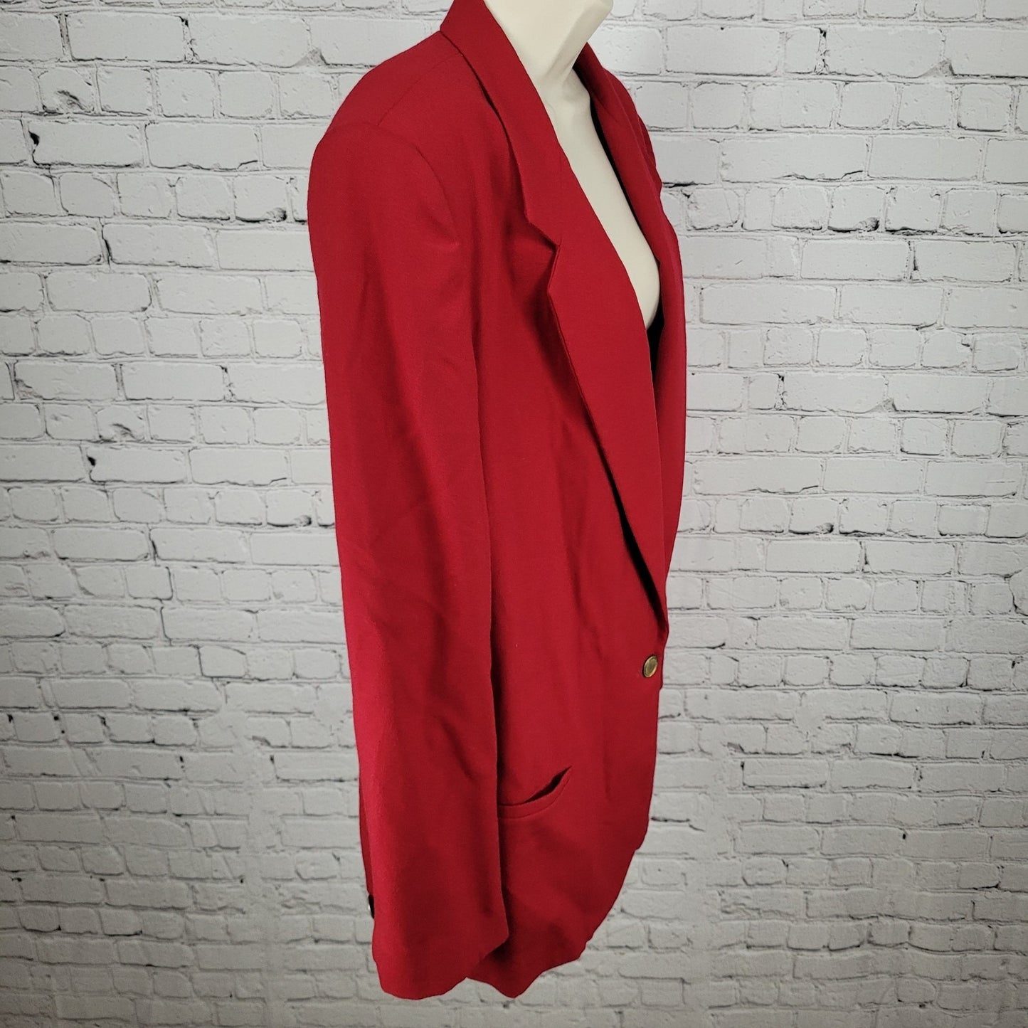 VTG Talbots Red 100% Worsted Wool Gold Button Blazer Jacket USA Made Size 16