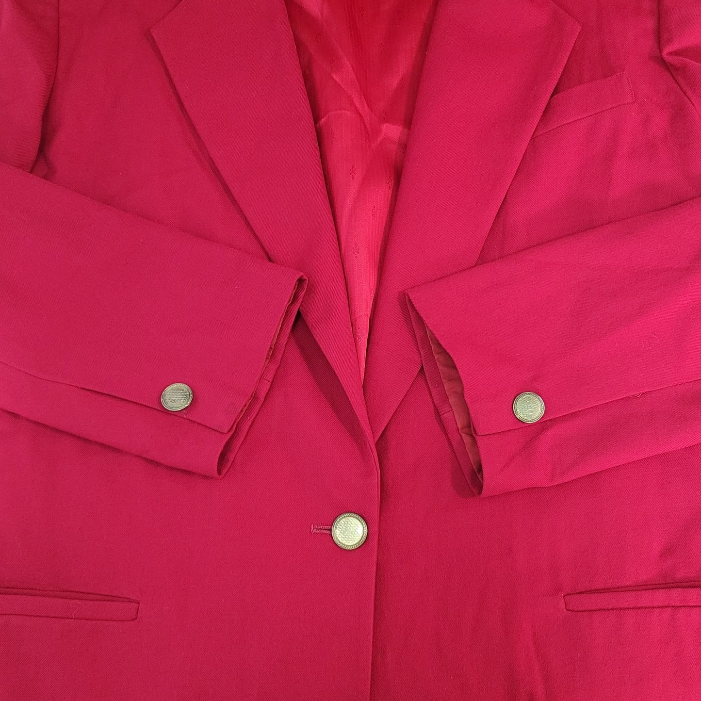 VTG Talbots Red 100% Worsted Wool Gold Button Blazer Jacket USA Made Size 16