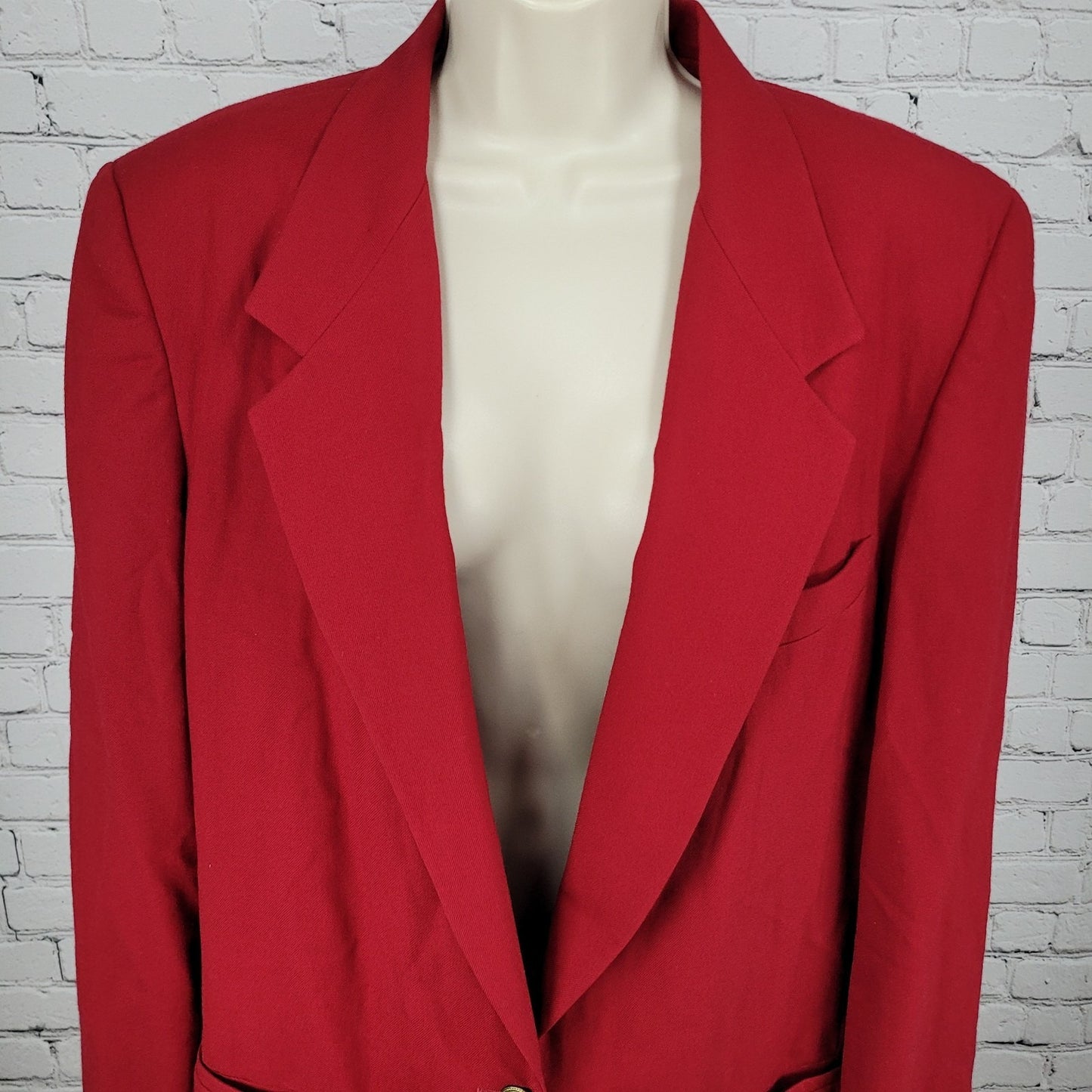 VTG Talbots Red 100% Worsted Wool Gold Button Blazer Jacket USA Made Size 16