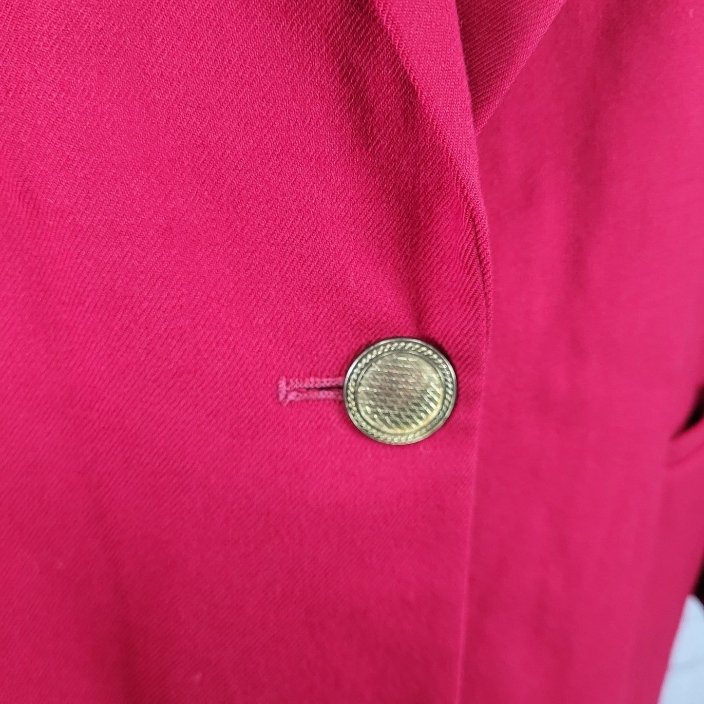 VTG Talbots Red 100% Worsted Wool Gold Button Blazer Jacket USA Made Size 16