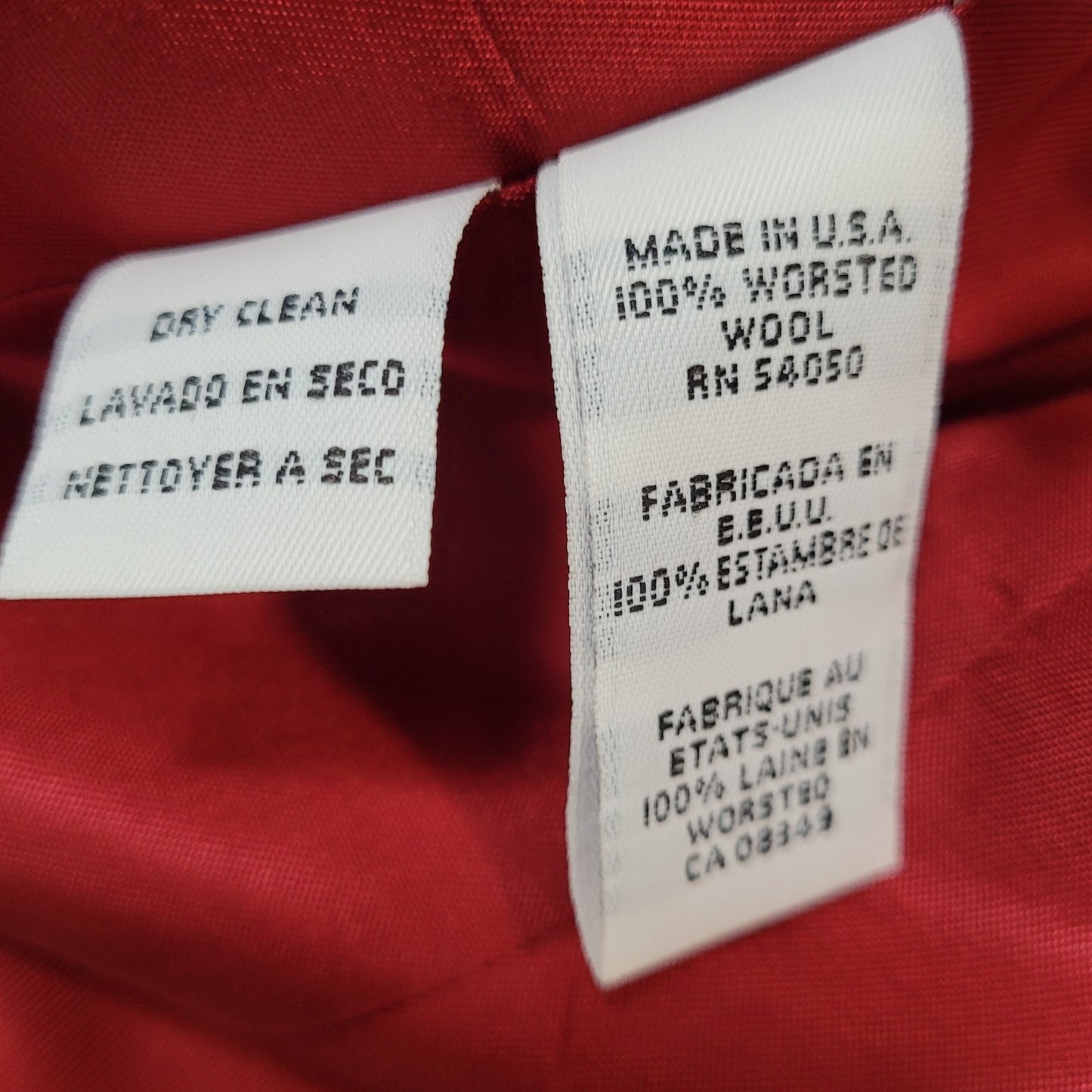 Jones New York Red 100% Worsted Wool Buttoned Suit Jacket USA Made Size 12