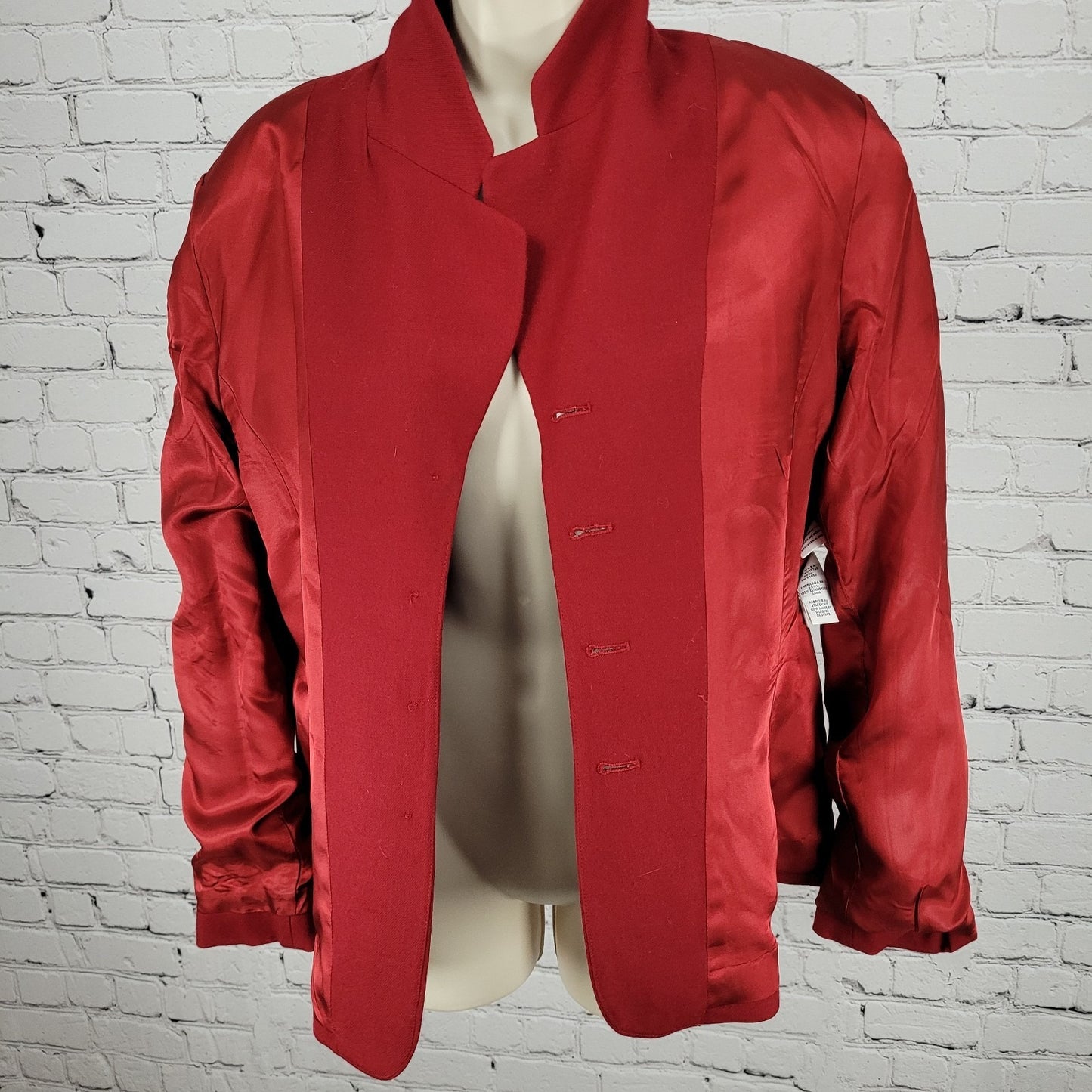 Jones New York Red 100% Worsted Wool Buttoned Suit Jacket USA Made Size 12