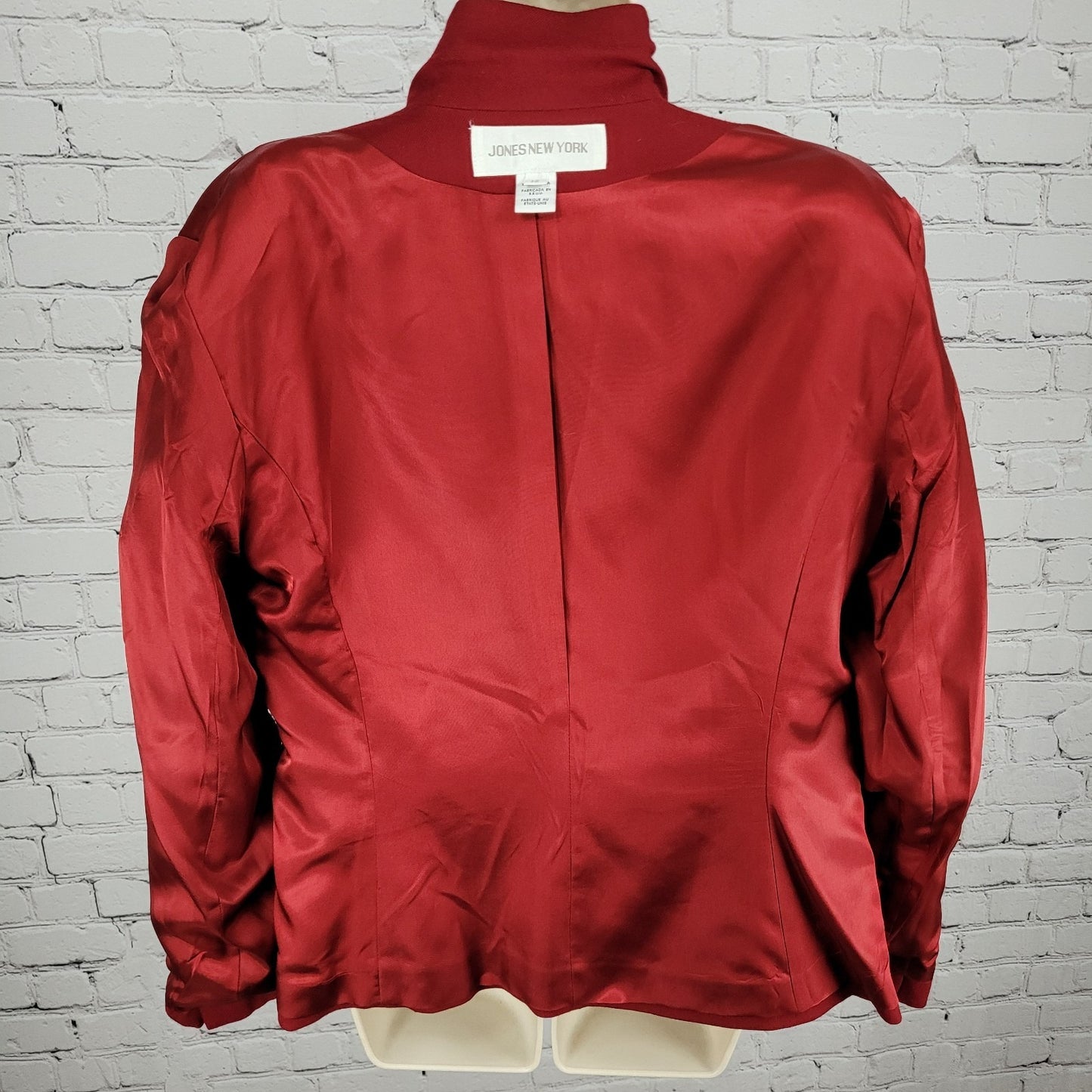 Jones New York Red 100% Worsted Wool Buttoned Suit Jacket USA Made Size 12