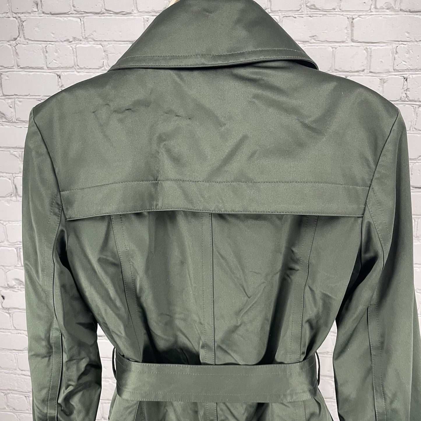 Michael Kors Green Belted Removable Lining Insulated Trench Pea Coat Small S