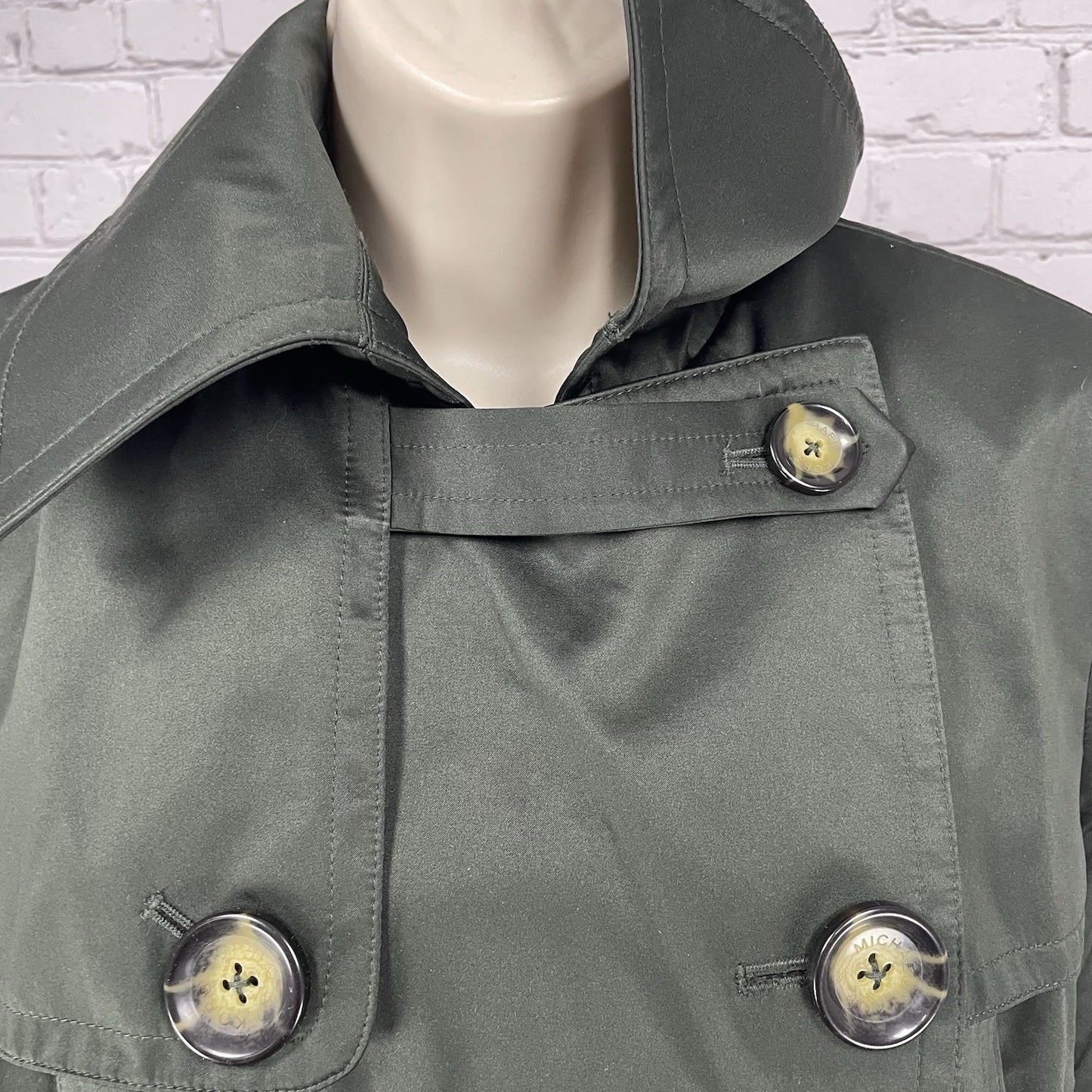 Michael Kors Green Belted Removable Lining Insulated Trench Pea Coat Small S