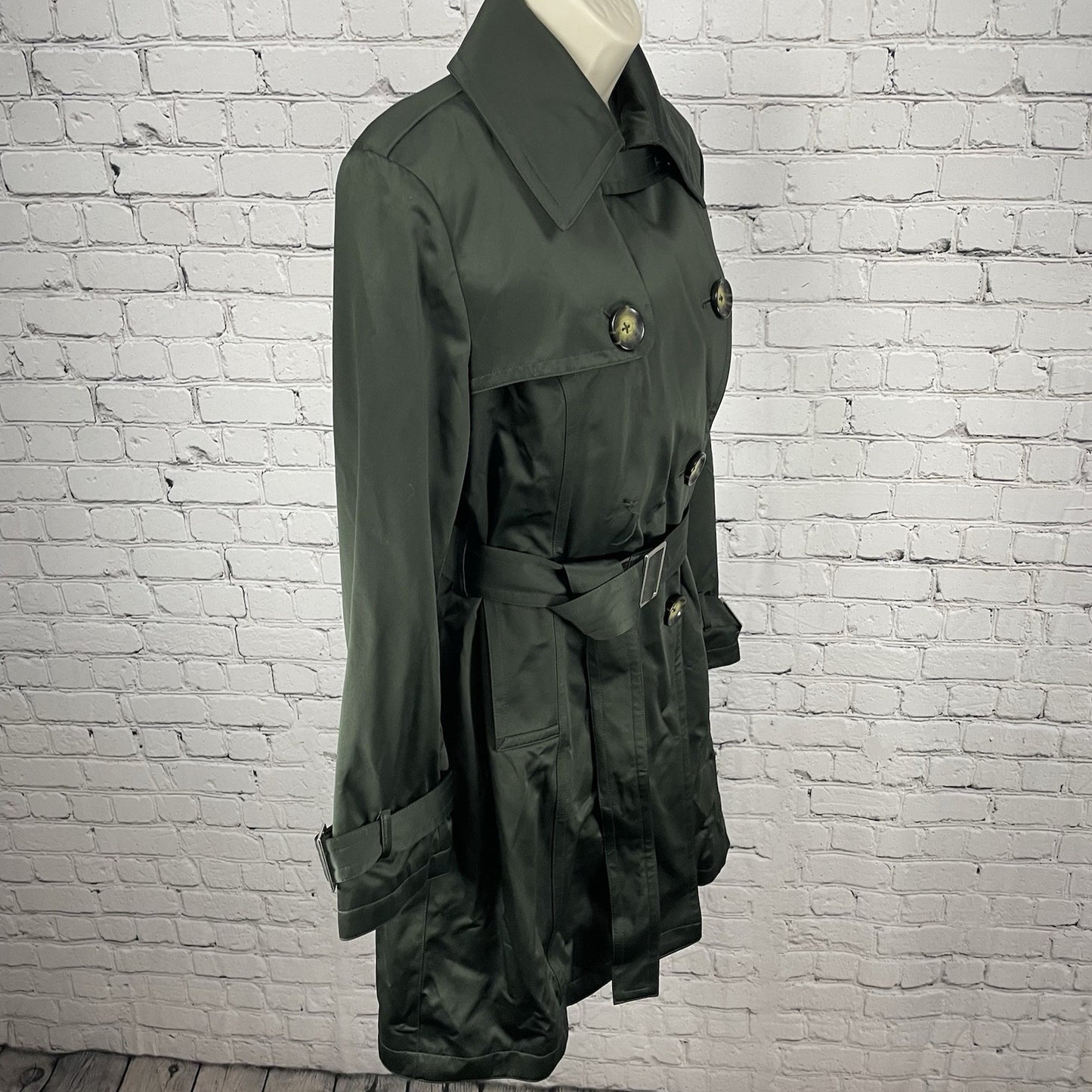 Michael Kors Green Belted Removable Lining Insulated Trench Pea Coat Small S