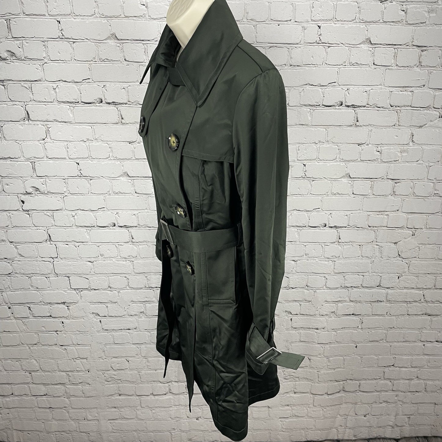 Michael Kors Green Belted Removable Lining Insulated Trench Pea Coat Small S