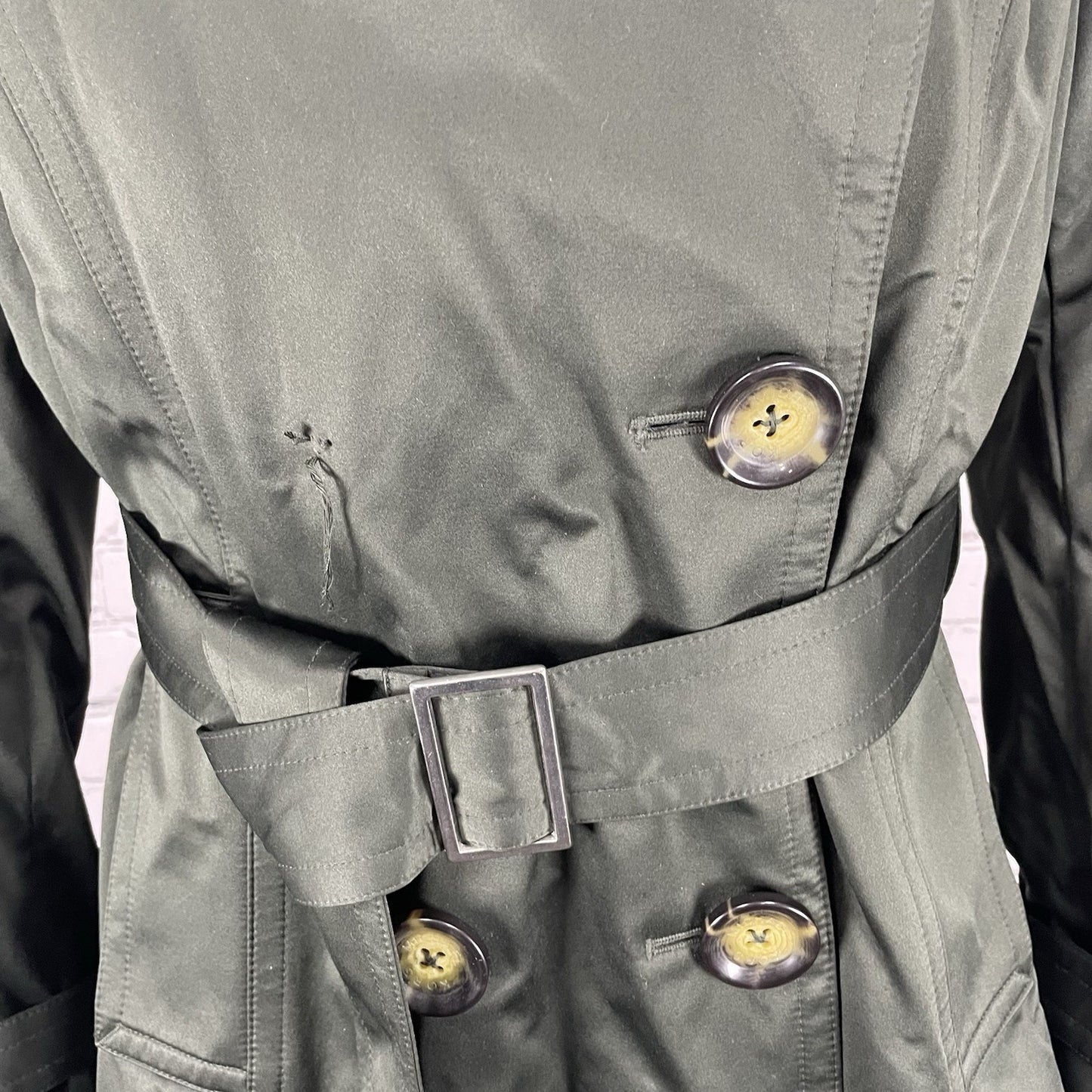 Michael Kors Green Belted Removable Lining Insulated Trench Pea Coat Small S