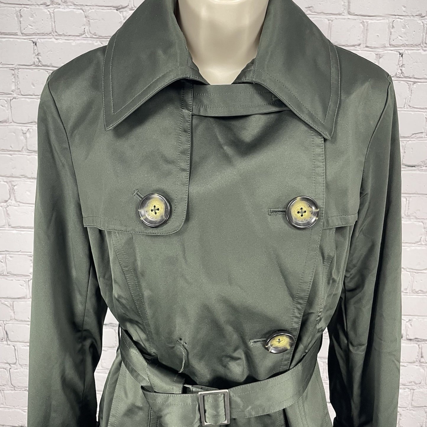 Michael Kors Green Belted Removable Lining Insulated Trench Pea Coat Small S
