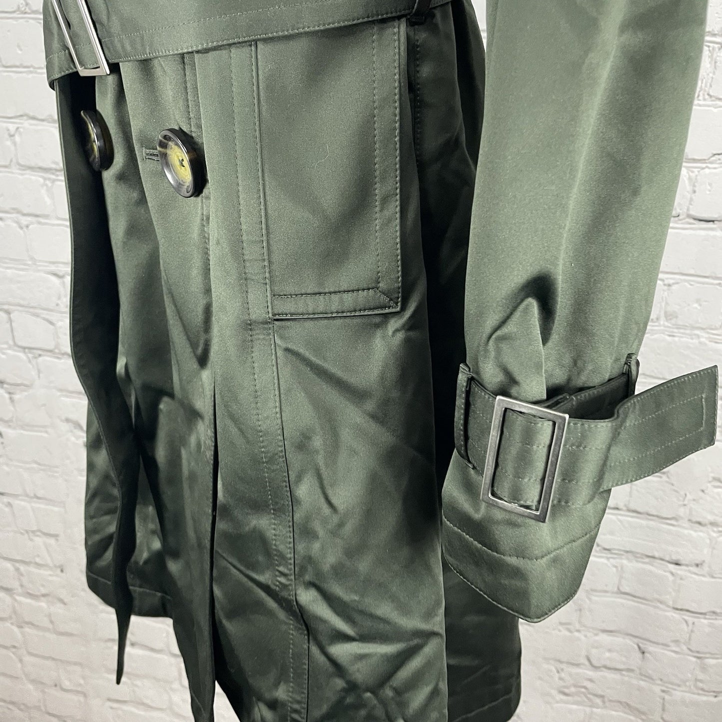 Michael Kors Green Belted Removable Lining Insulated Trench Pea Coat Small S