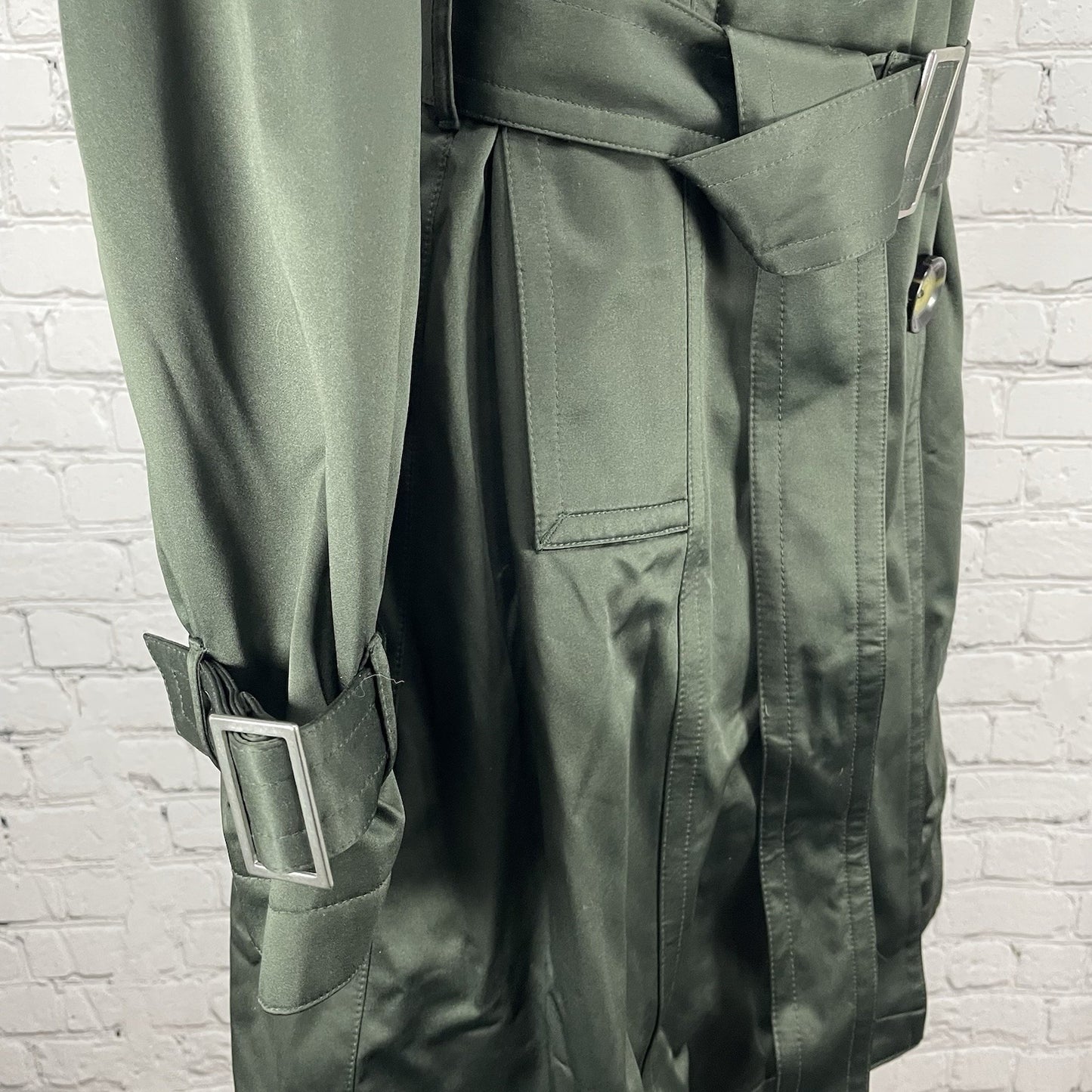 Michael Kors Green Belted Removable Lining Insulated Trench Pea Coat Small S