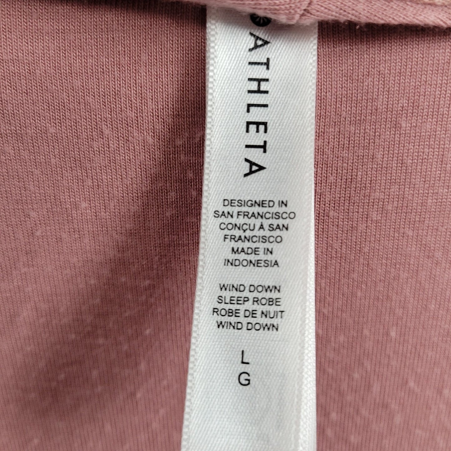 Athleta Pink Wind Down Sleep Robe Stretch Long Sleeve Pockets Size Large L