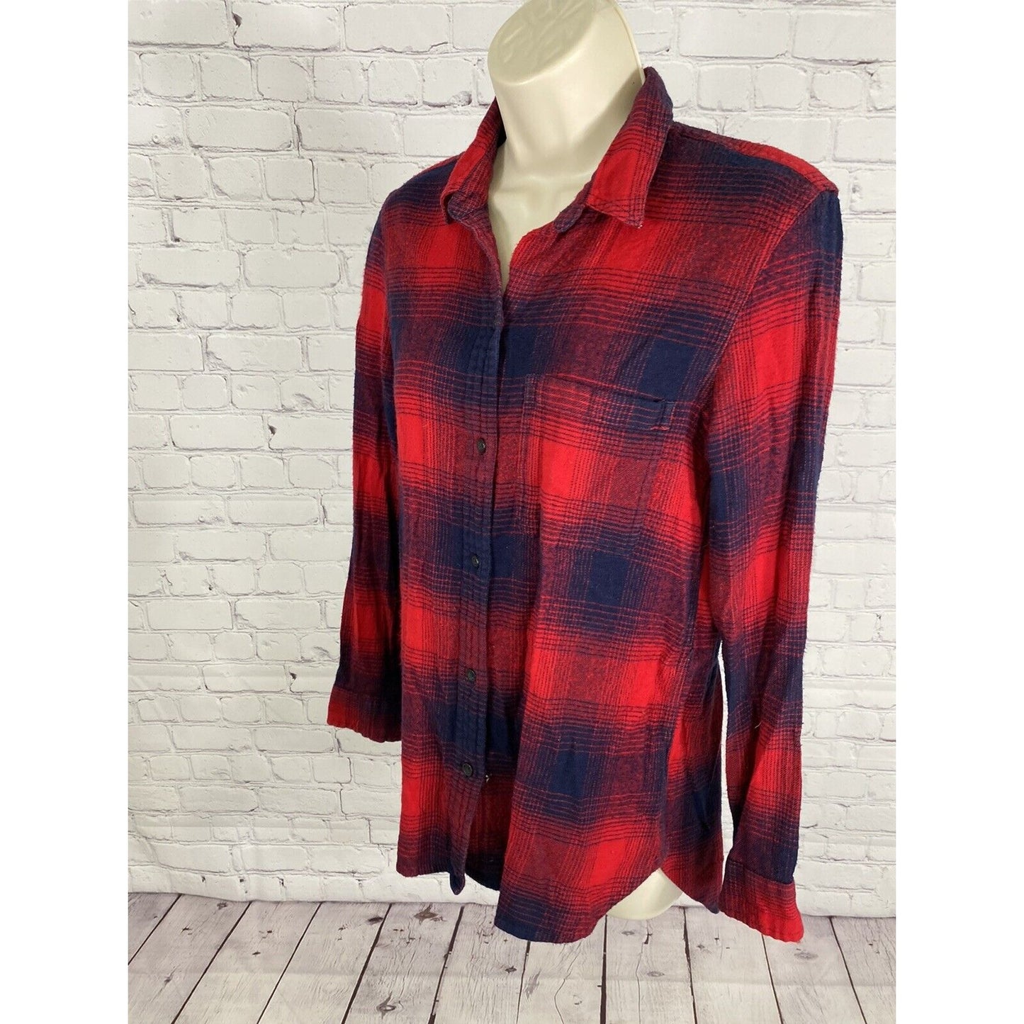Madewell Classic Fit Plaid Flannel Cotton Blend Long Sleeve Button Shirt Small S
