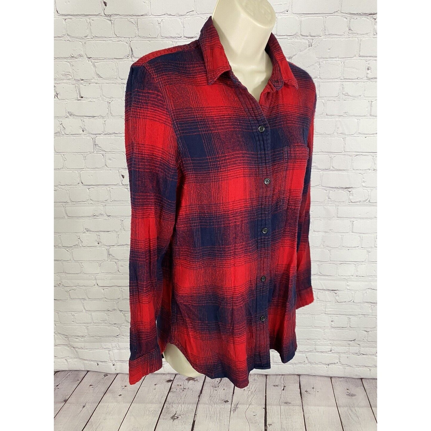 Madewell Classic Fit Plaid Flannel Cotton Blend Long Sleeve Button Shirt Small S