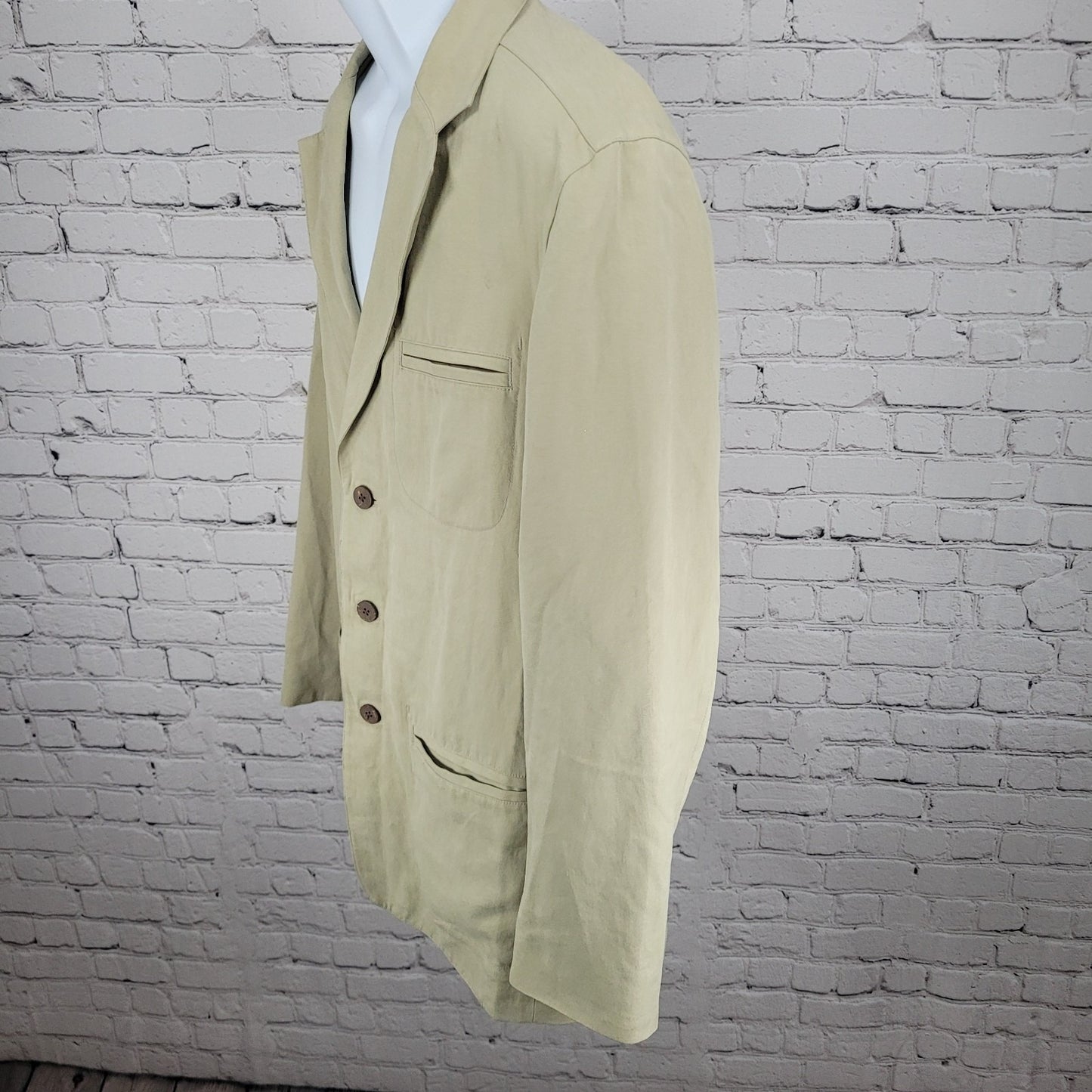 Tommy Bahama Beige Silk Linen Lightweight Notch Blazer Jacket Size Medium M