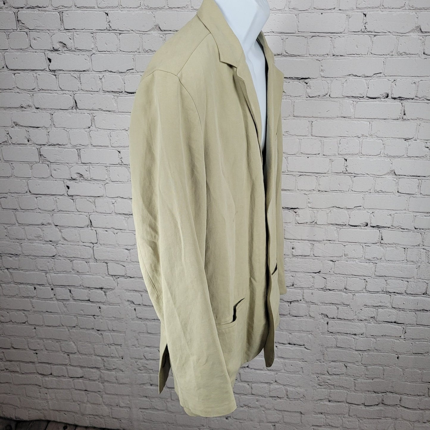 Tommy Bahama Beige Silk Linen Lightweight Notch Blazer Jacket Size Medium M
