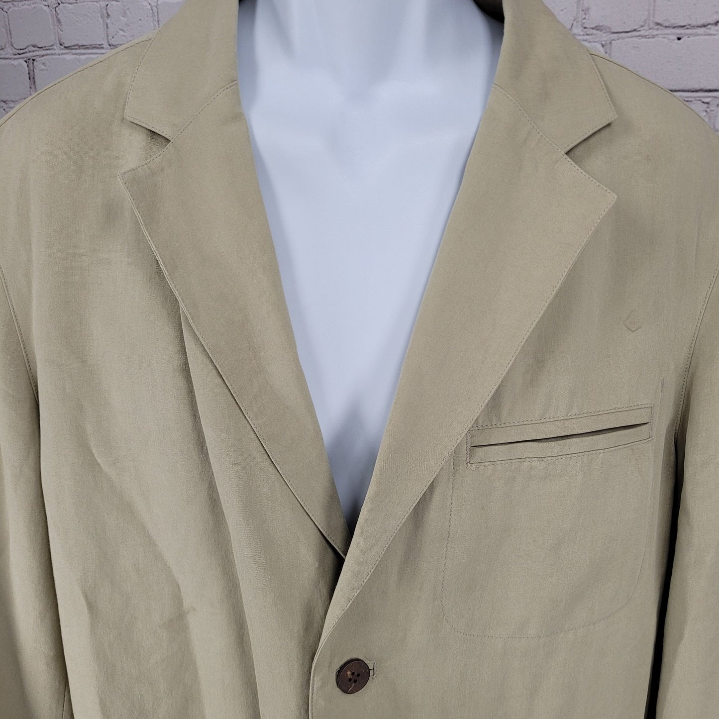 Tommy Bahama Beige Silk Linen Lightweight Notch Blazer Jacket Size Medium M