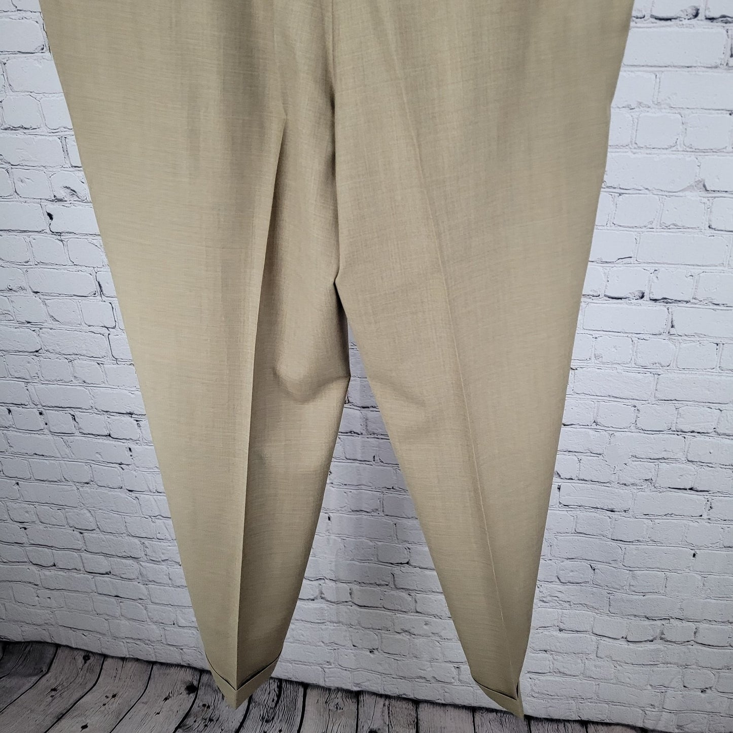 Santorelli Luxury Serge Tan 100% Wool Dress Pants Italy Made Size 42 (42x32)