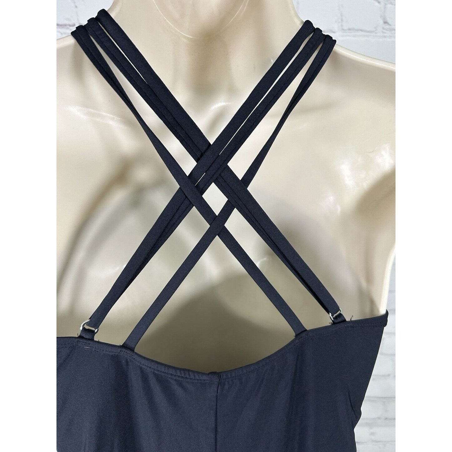 Ki Laphee Black Drapey Front Removable Pads Strappy Back One Piece Swimsuit XL