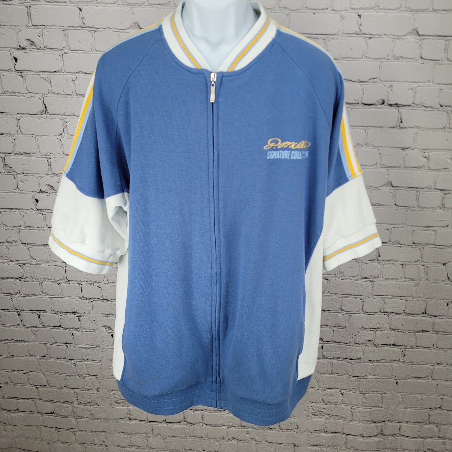 P. Miller Denim Collection Blue Full Zip Short Sleeve Heavy Sweatshirt Shirt XL