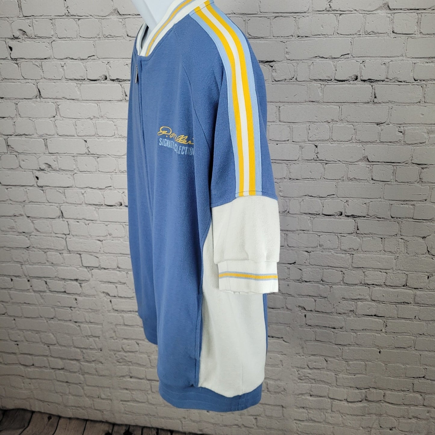 P. Miller Denim Collection Blue Full Zip Short Sleeve Heavy Sweatshirt Shirt XL
