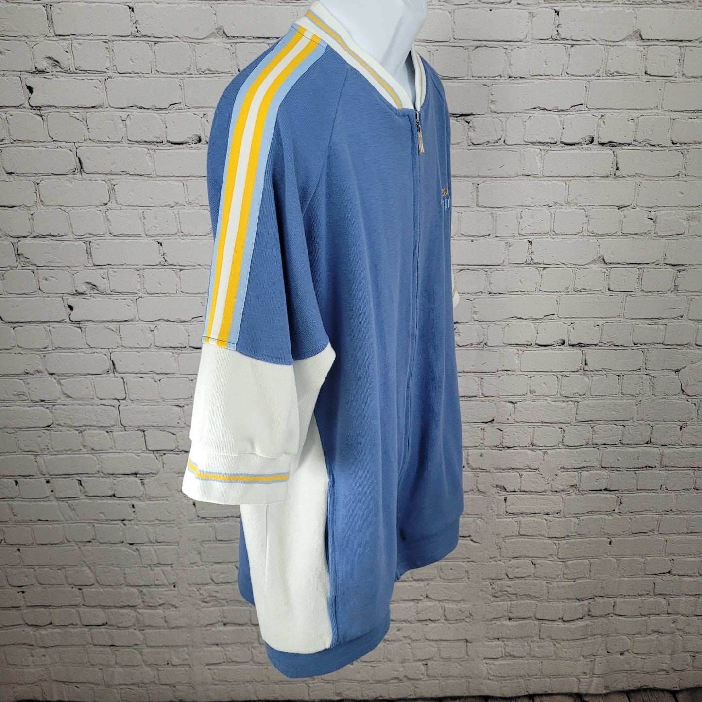 P. Miller Denim Collection Blue Full Zip Short Sleeve Heavy Sweatshirt Shirt XL