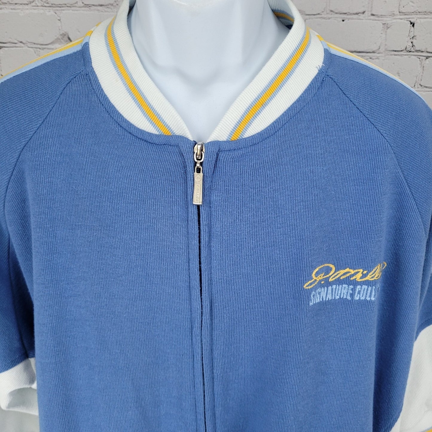 P. Miller Denim Collection Blue Full Zip Short Sleeve Heavy Sweatshirt Shirt XL