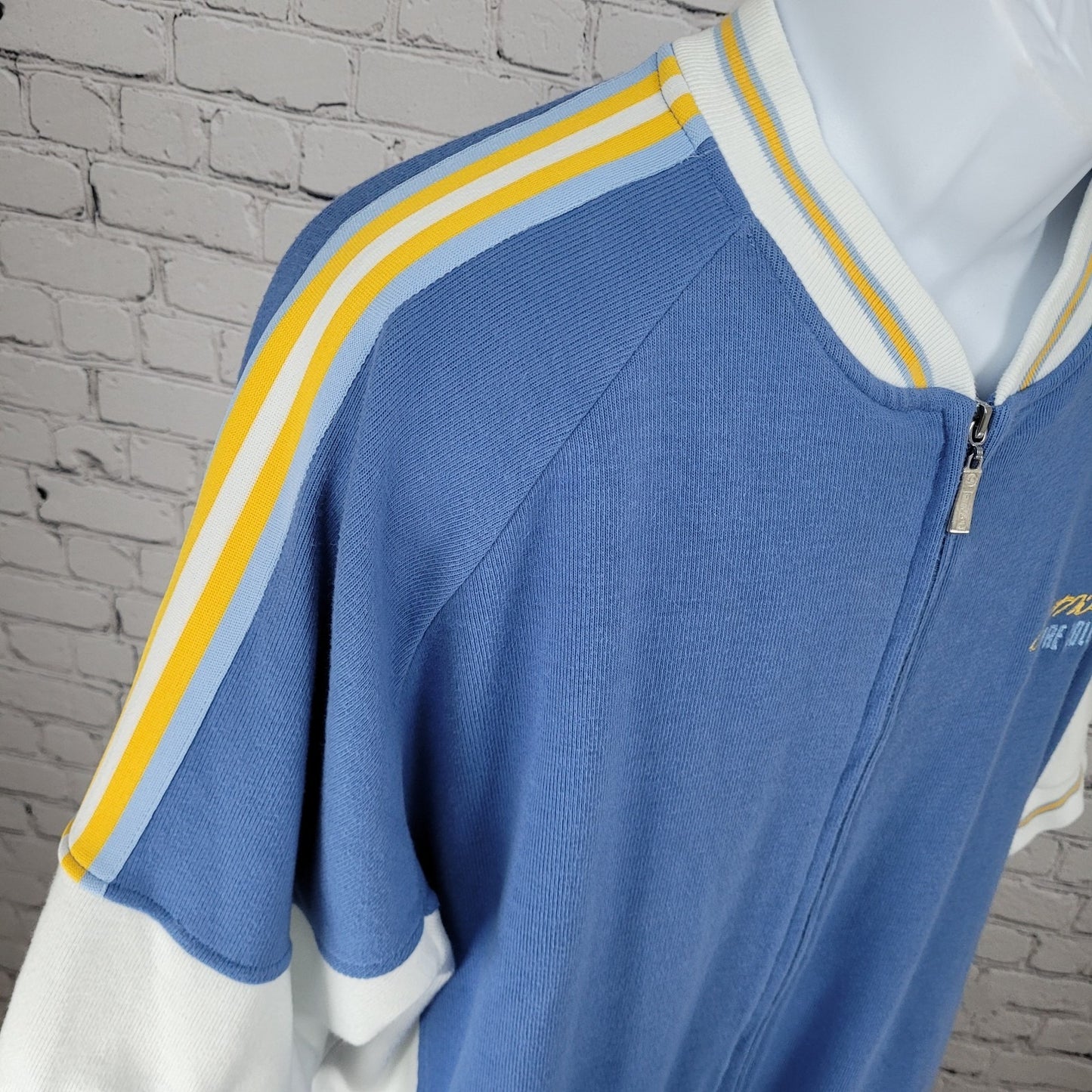 P. Miller Denim Collection Blue Full Zip Short Sleeve Heavy Sweatshirt Shirt XL