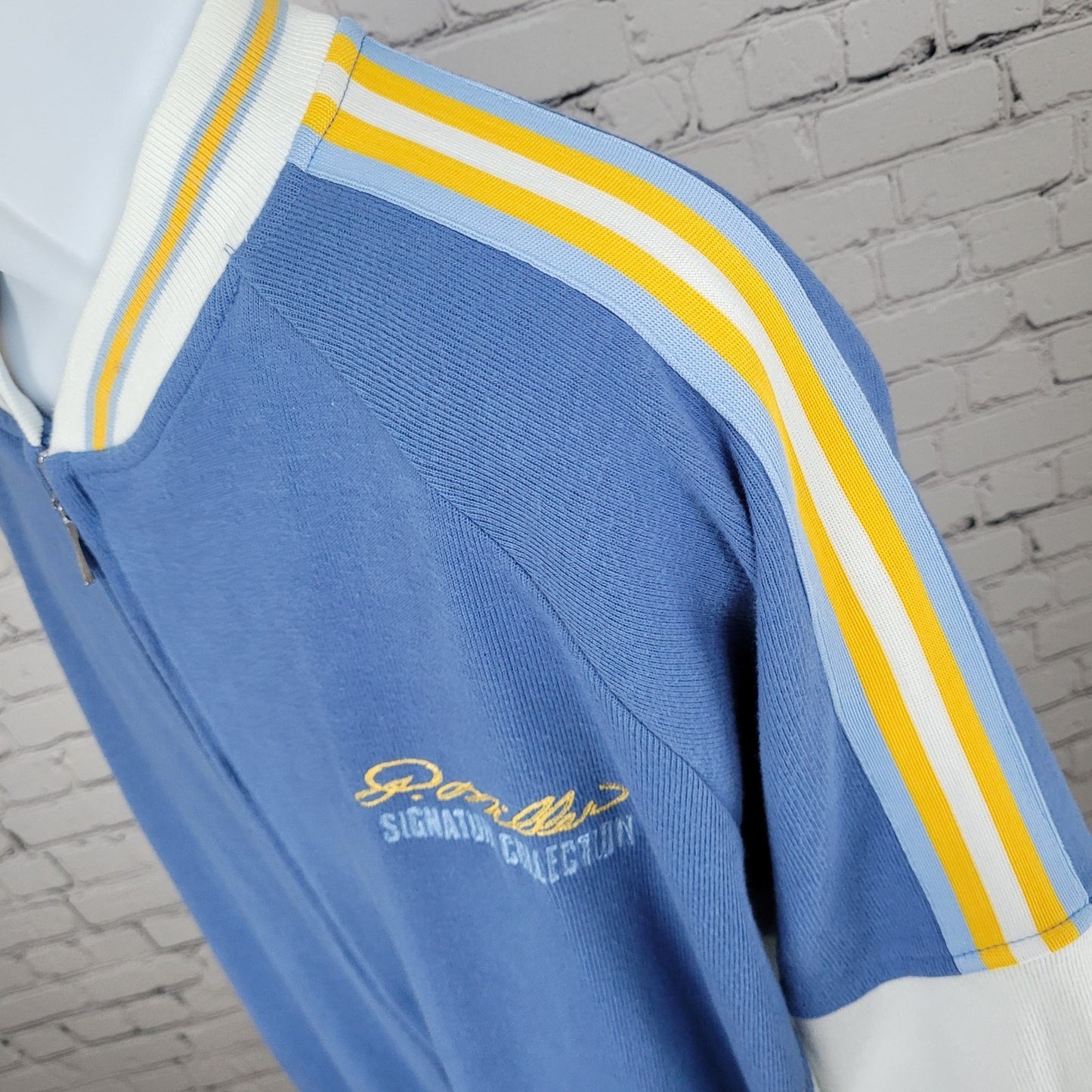 P. Miller Denim Collection Blue Full Zip Short Sleeve Heavy Sweatshirt Shirt XL