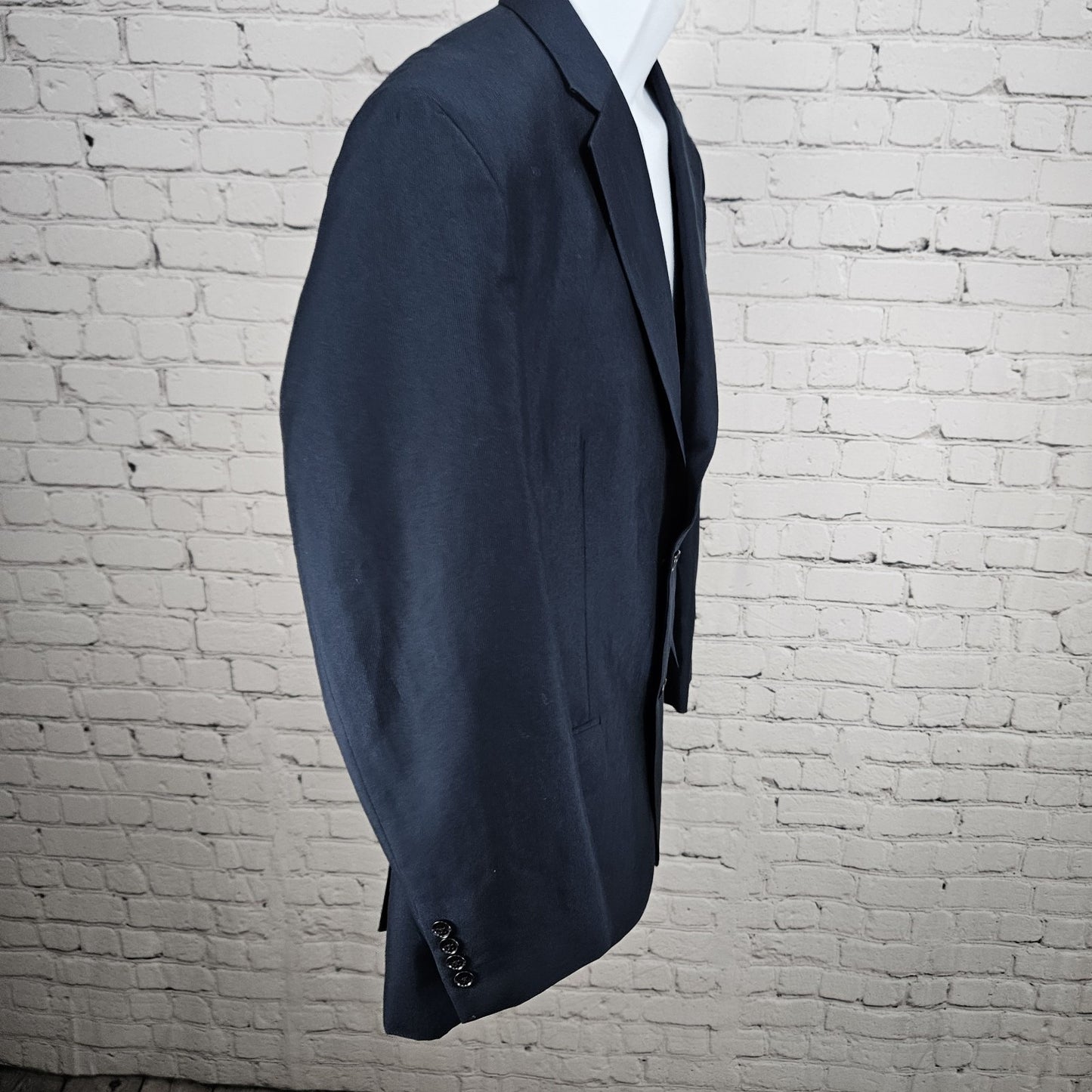 Andrew Fezza Navy 2 Button Double Vented Notch Blazer Sport Coat Suit Jacket 42R