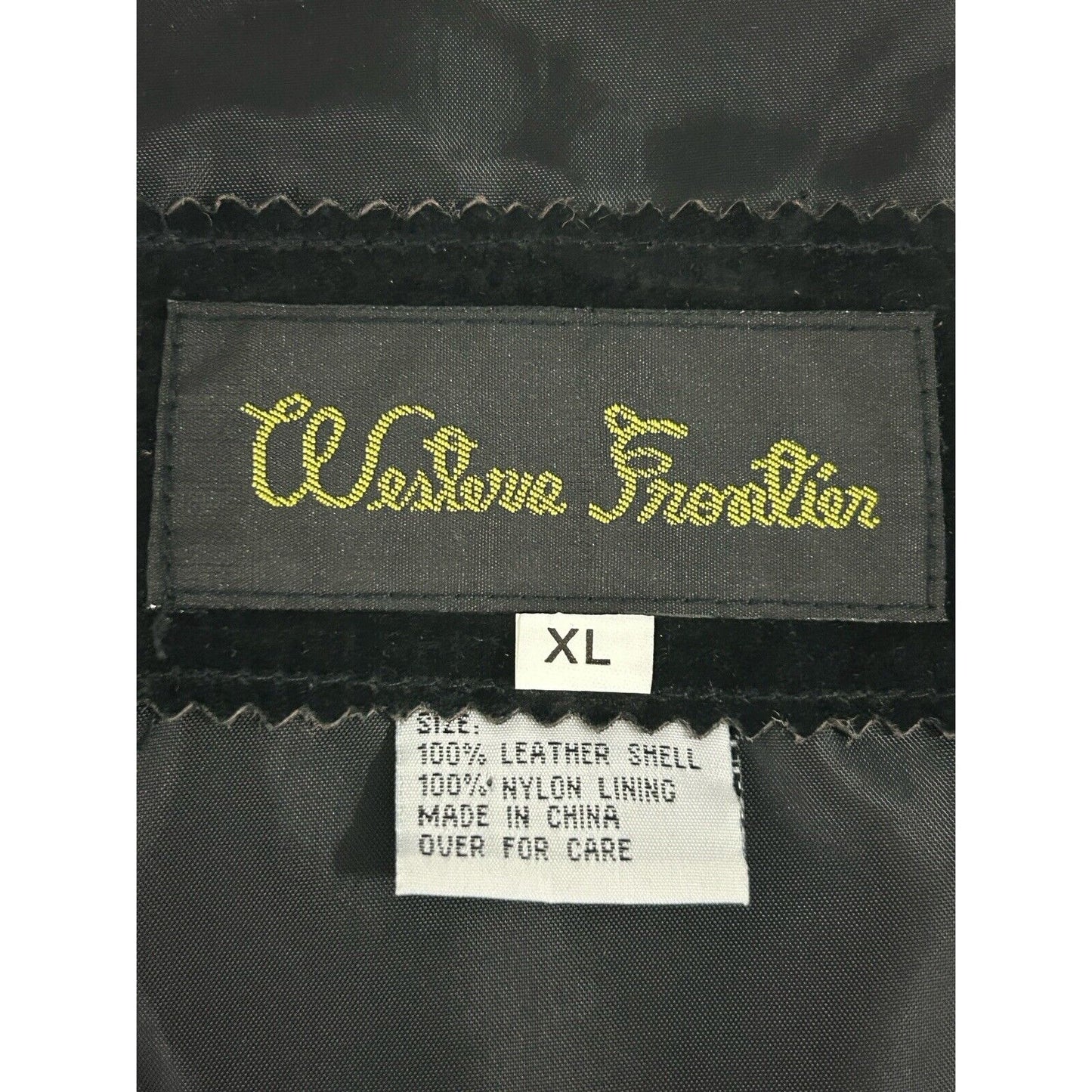VTG Western Frontier Black Leather Snap Button Up Adjustable Waist Vest Size XL
