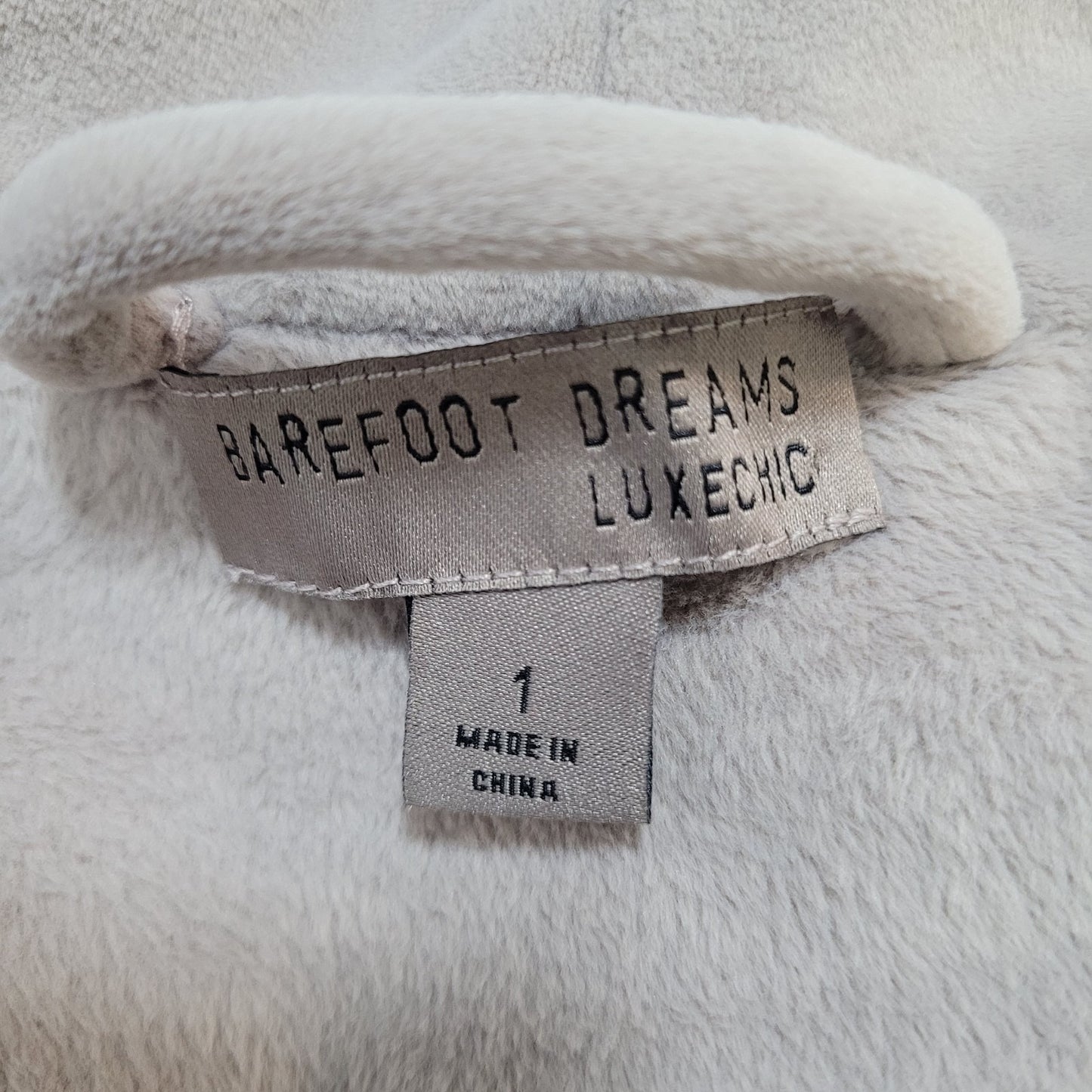 Barefoot Dreams Purple Grey LuxeChic Soft Velour Hooded Belted Robe Size 1