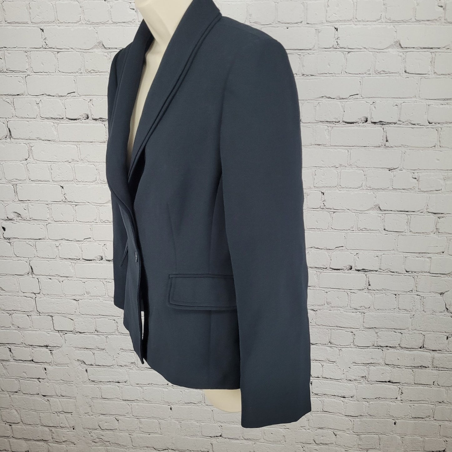 Tahari Black 2 Button Shawl Lapel Ventless Lined Blazer Suit Jacket Petite 6P