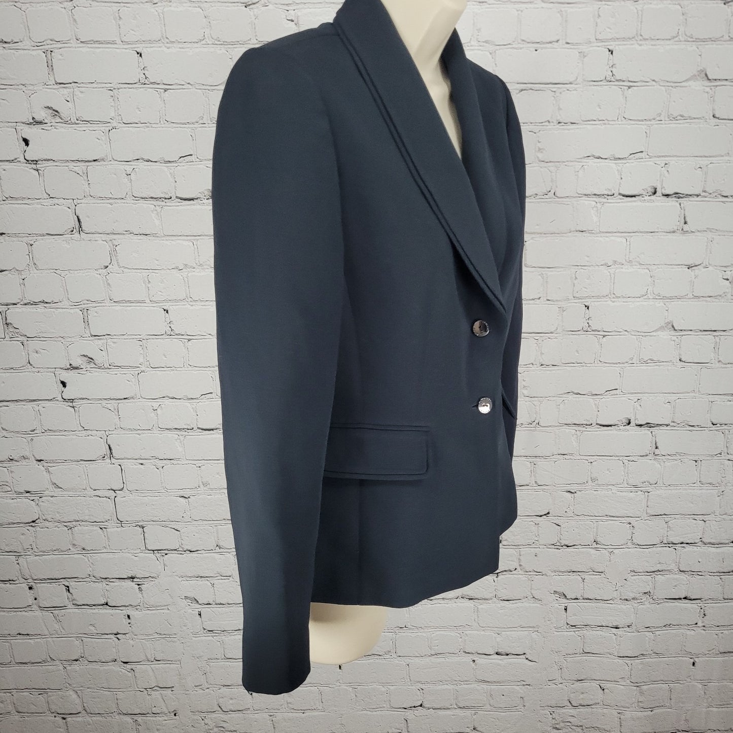 Tahari Black 2 Button Shawl Lapel Ventless Lined Blazer Suit Jacket Petite 6P