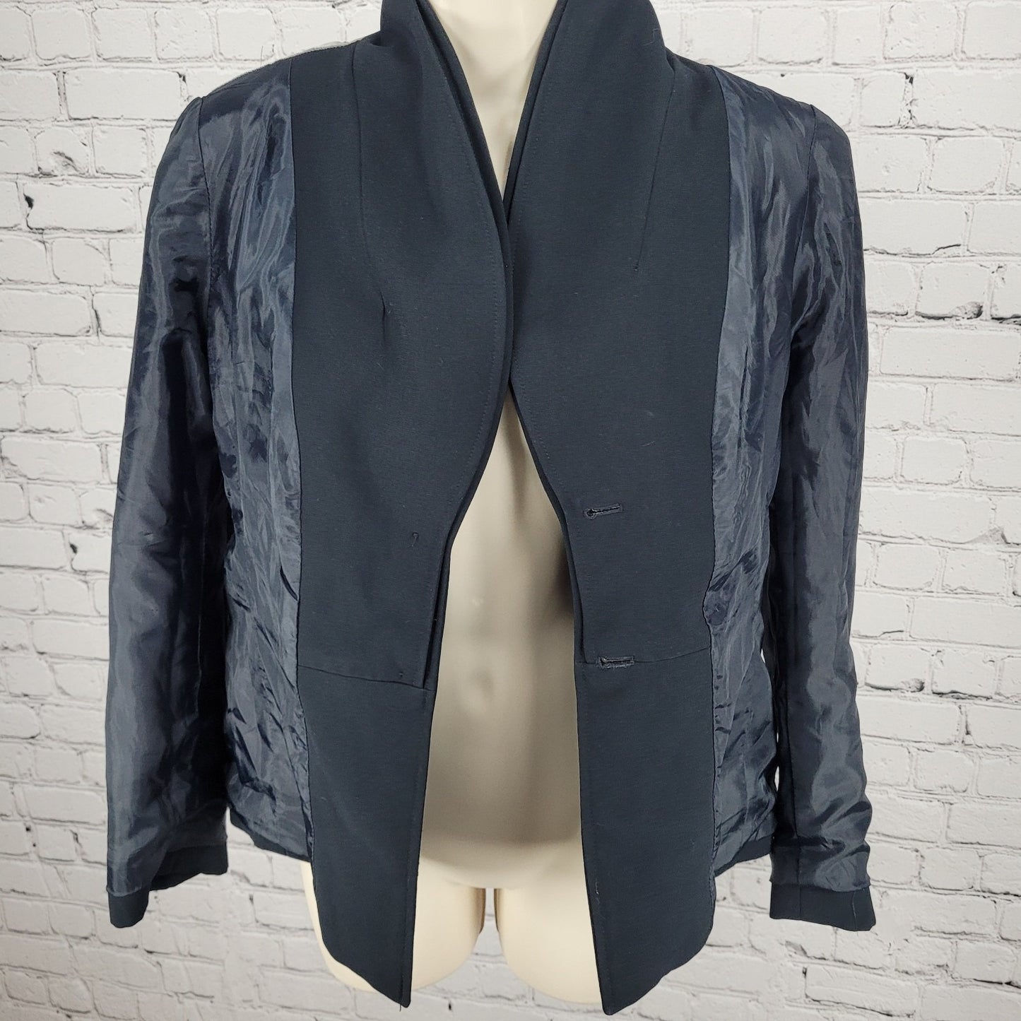 Tahari Black 2 Button Shawl Lapel Ventless Lined Blazer Suit Jacket Petite 6P