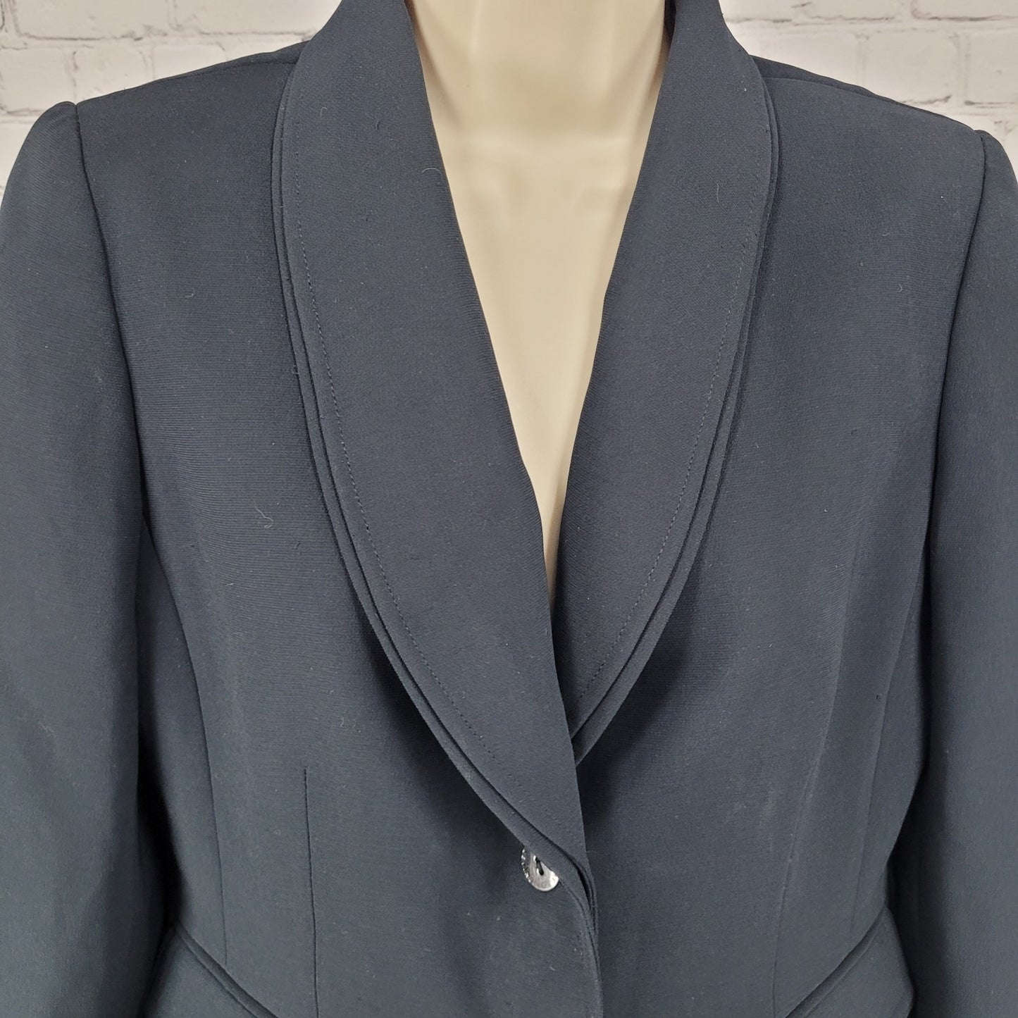 Tahari Black 2 Button Shawl Lapel Ventless Lined Blazer Suit Jacket Petite 6P