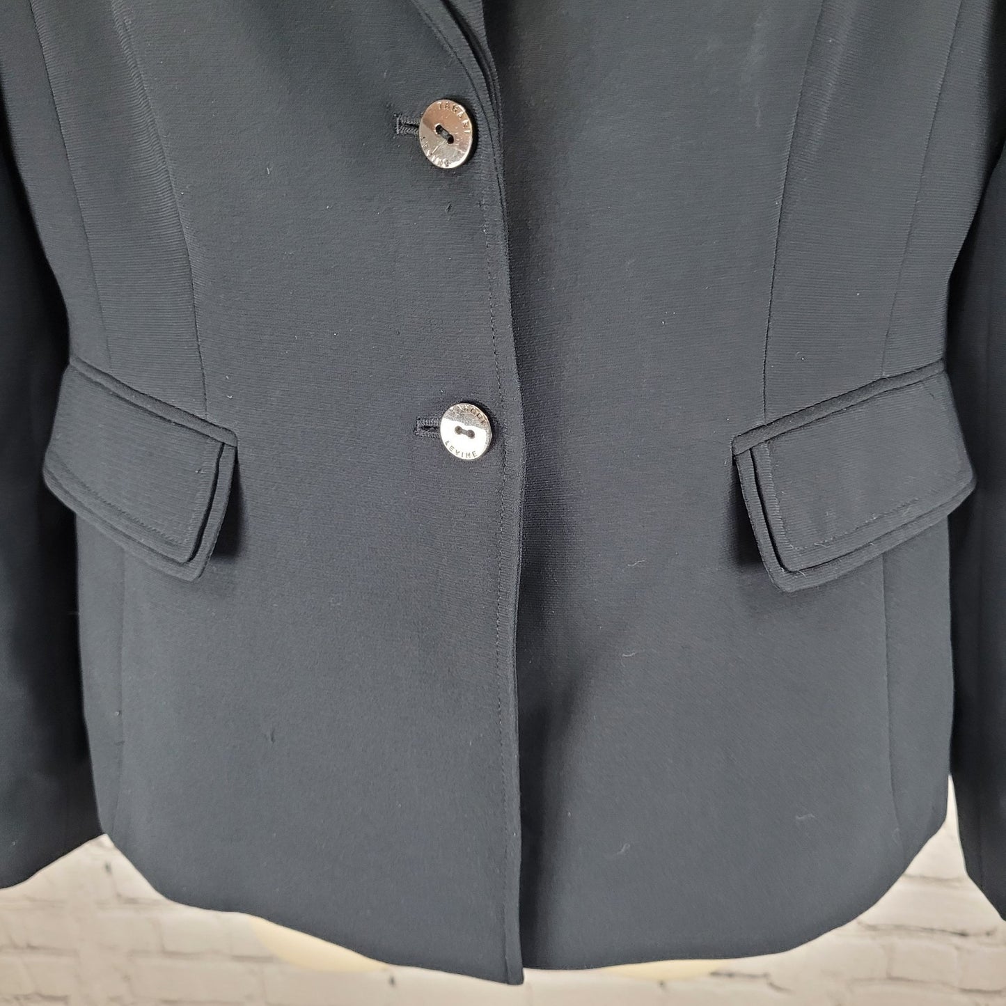 Tahari Black 2 Button Shawl Lapel Ventless Lined Blazer Suit Jacket Petite 6P