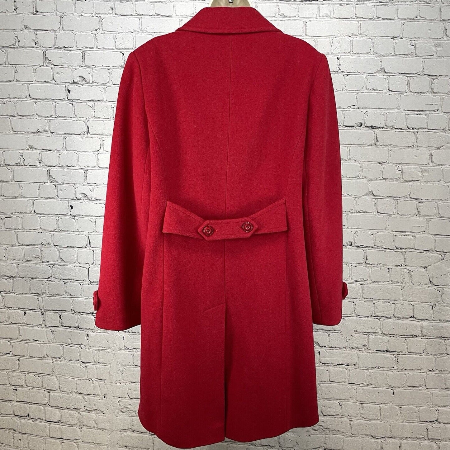 Preston & York Cardinal 100% Wool Peacoat Long Pockets 3 Button Vented Size 14
