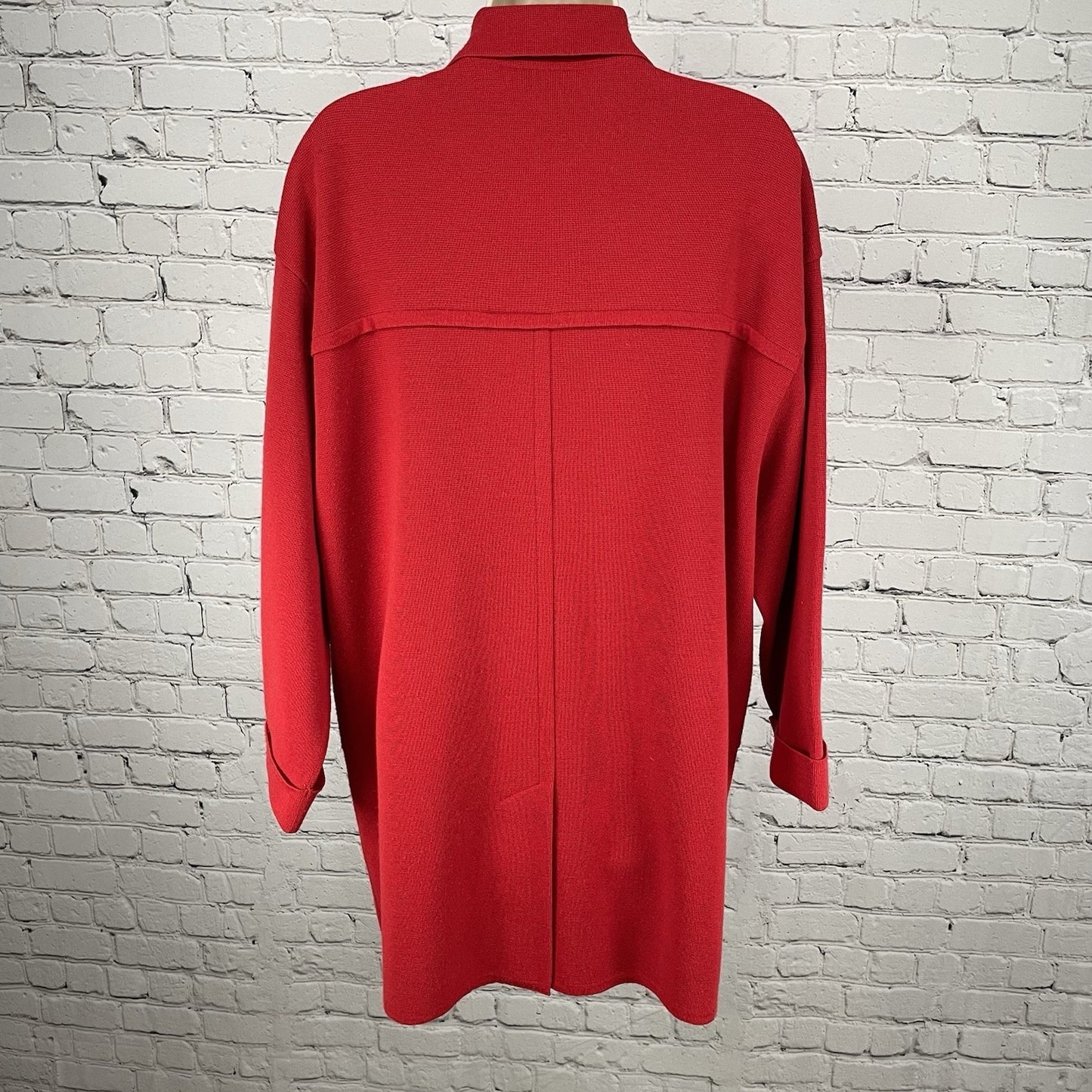 Devernois Paris Red Gold Closure Drop Shoulder Collared Jacket Pockets XL