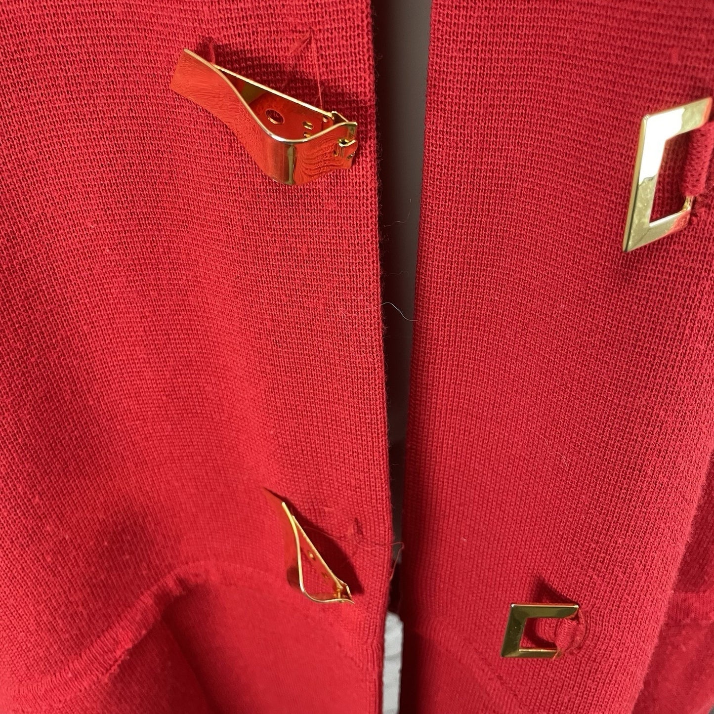 Devernois Paris Red Gold Closure Drop Shoulder Collared Jacket Pockets XL