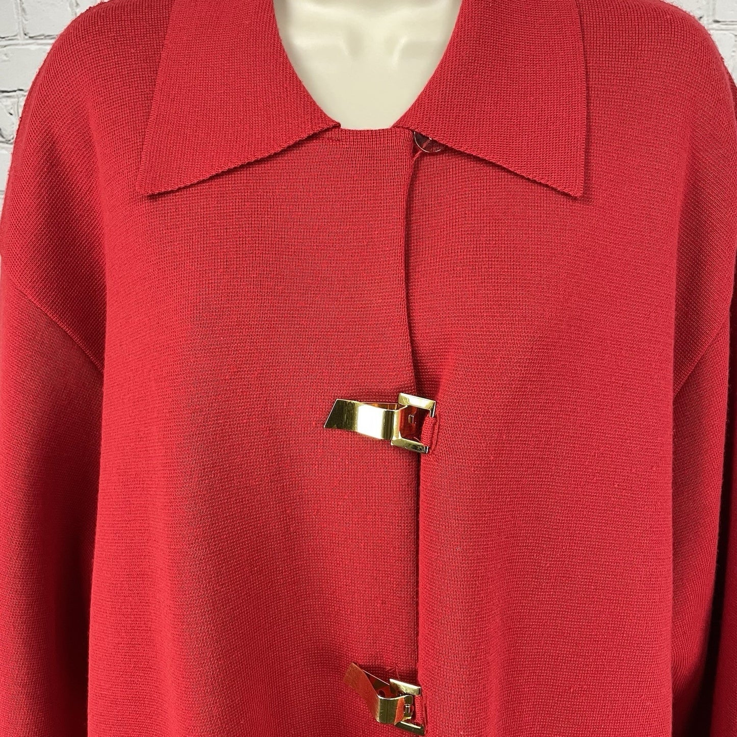 Devernois Paris Red Gold Closure Drop Shoulder Collared Jacket Pockets XL